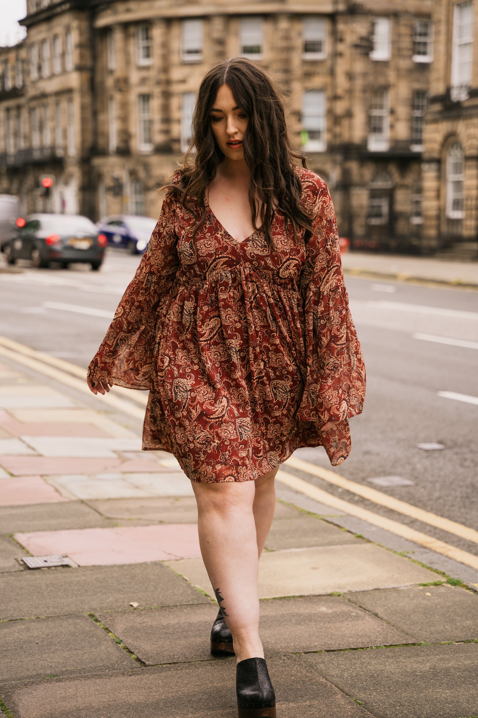 Gold Dust Paisley Smock Dress