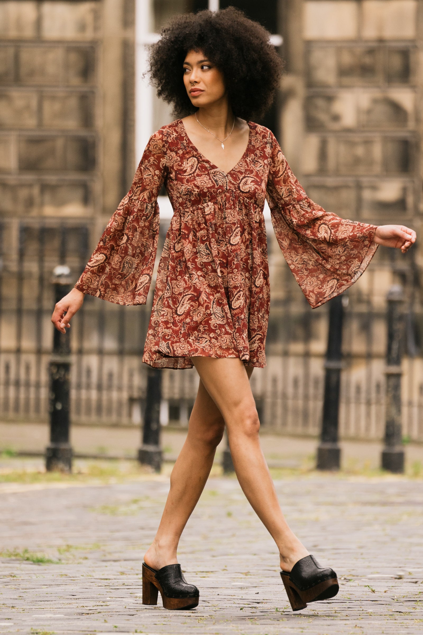 Gold Dust Paisley Smock Dress