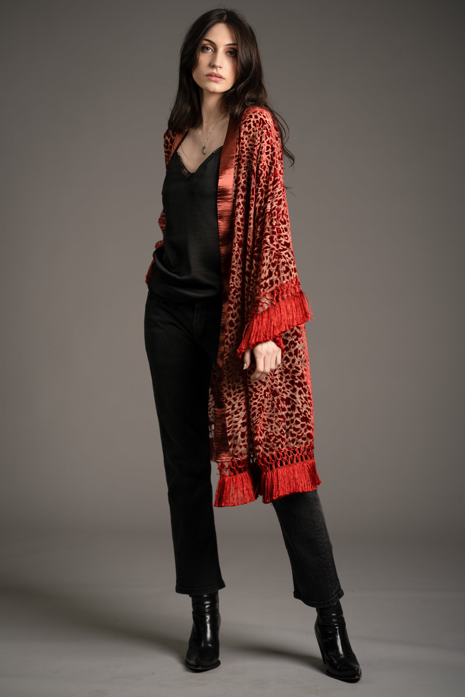 Heartbreaker Rust Devore Kimono