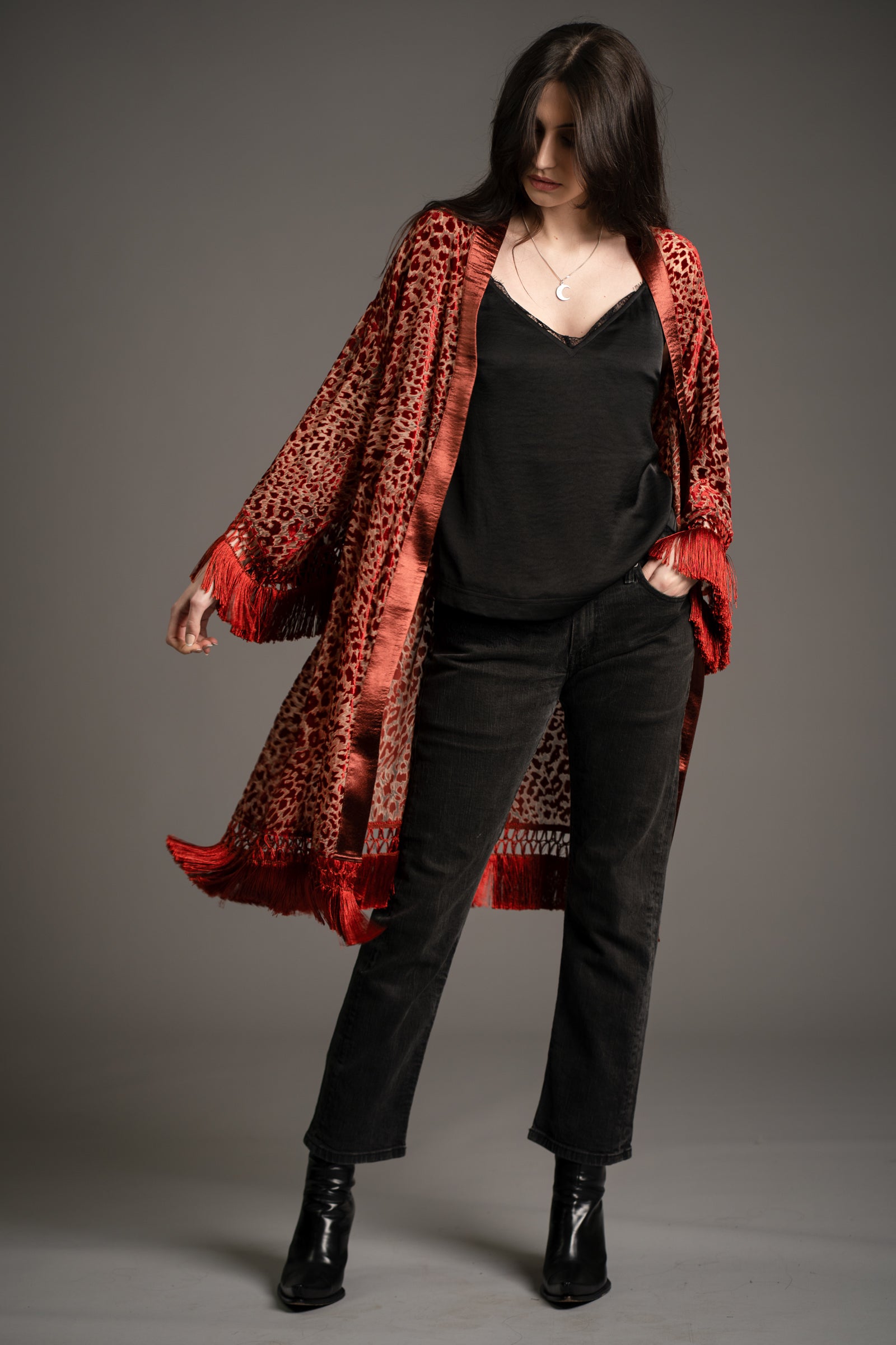 Heartbreaker Rust Devore Kimono | Little Lies