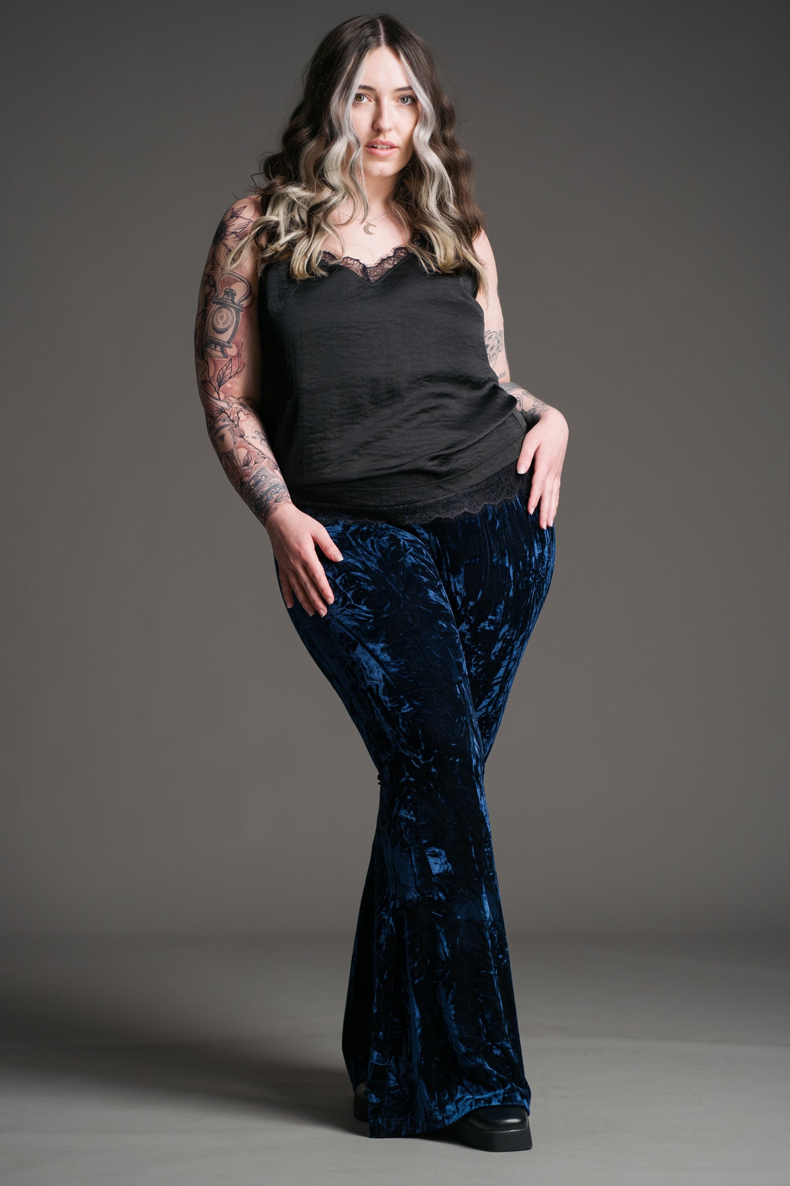 Hendrix Midnight Crushed Velvet Flares