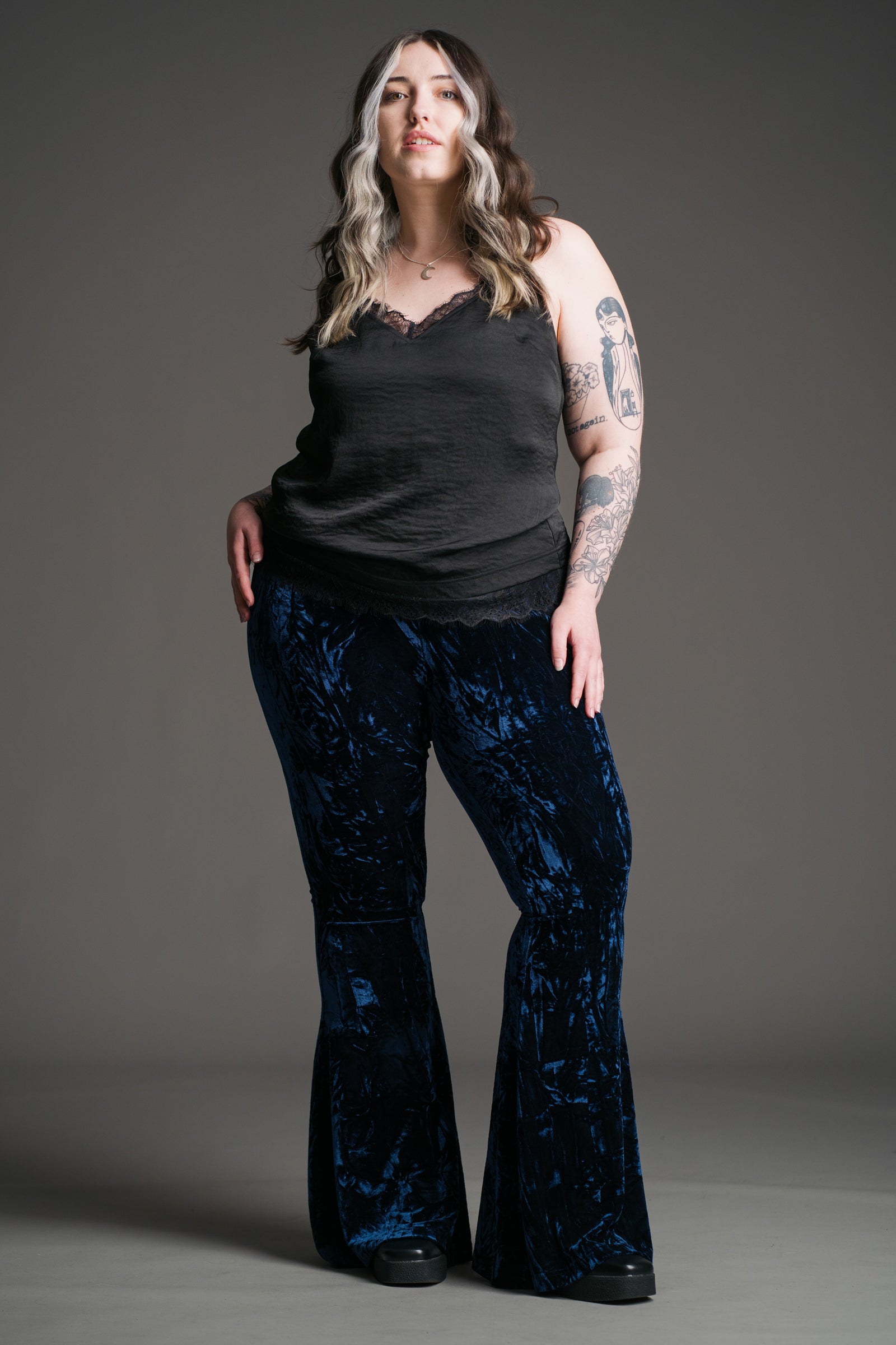 Hendrix Midnight Crushed Velvet Flares