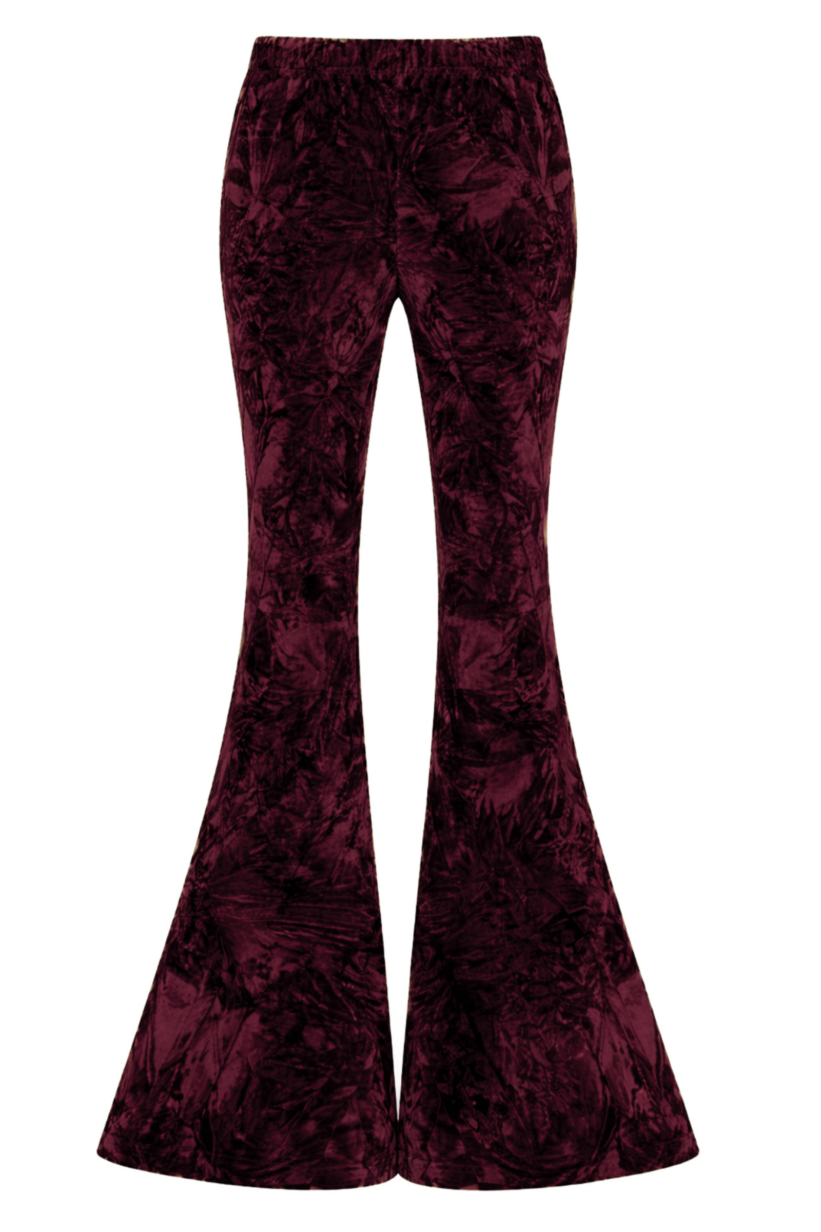 Hendrix Merlot Crushed Velvet Flares | Little Lies