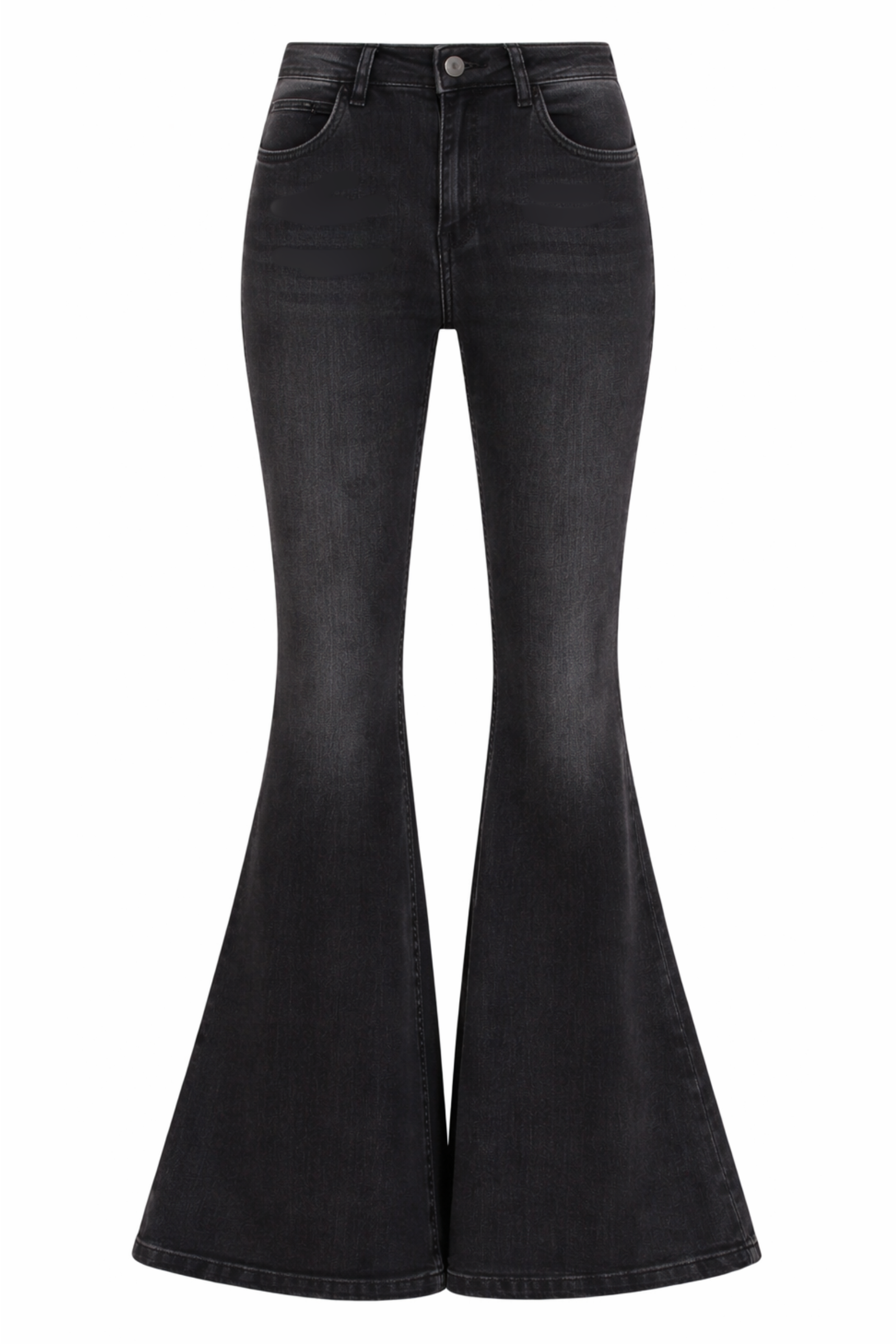 Little Lies Hendrix black denim flared jeans with high-rise fit. Ghost Image