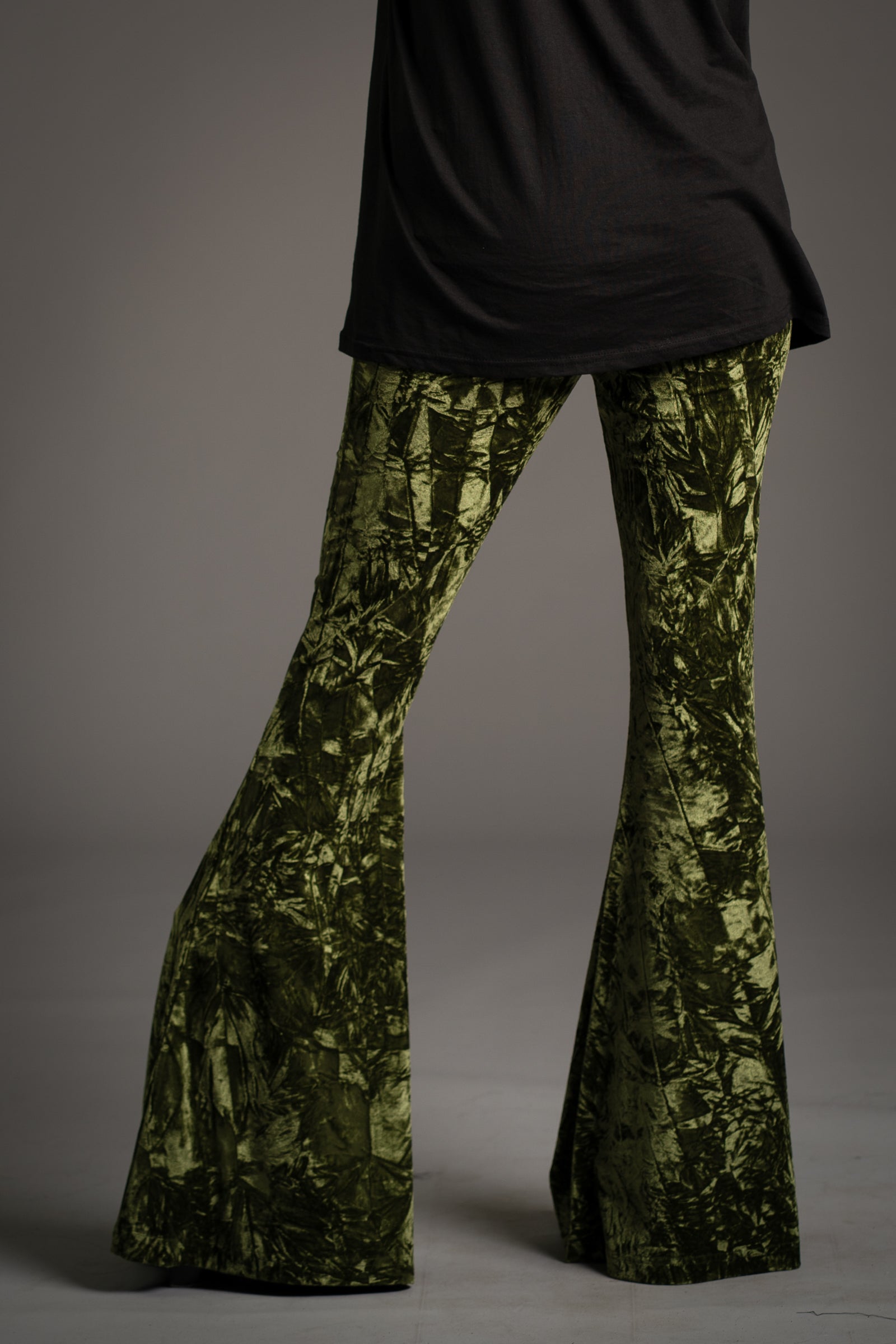 Hendrix Olive Crushed Velvet Flares