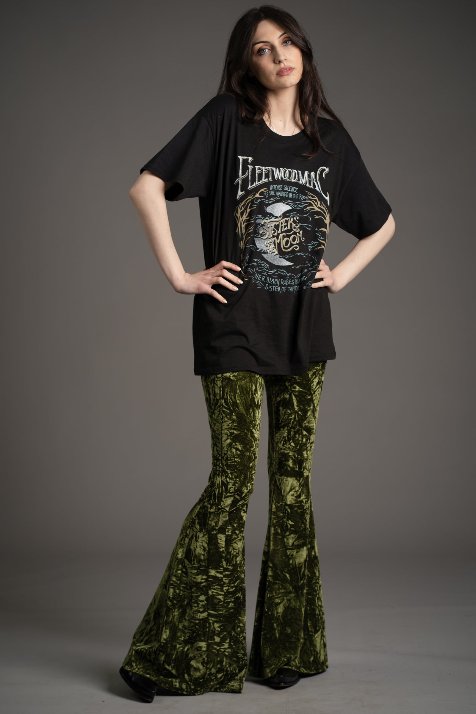 Hendrix Olive Crushed Velvet Flares