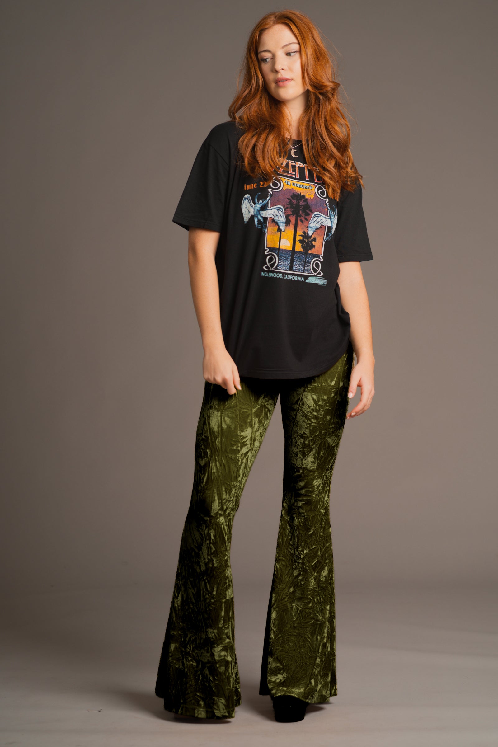 Hendrix Olive Crushed Velvet Flares