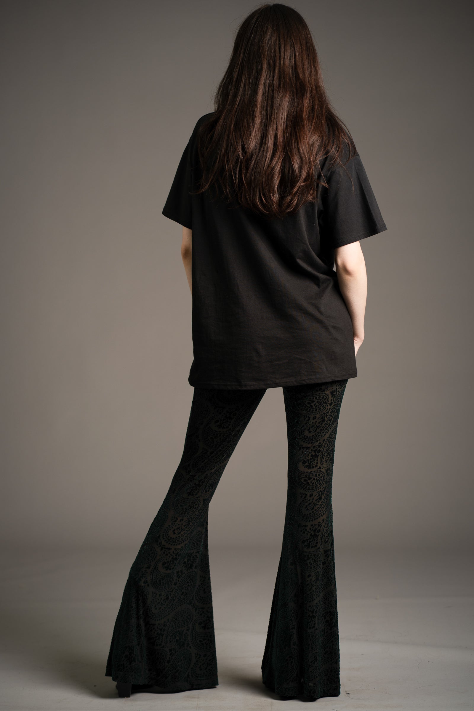 Hendrix Teal Devore Velvet Flares