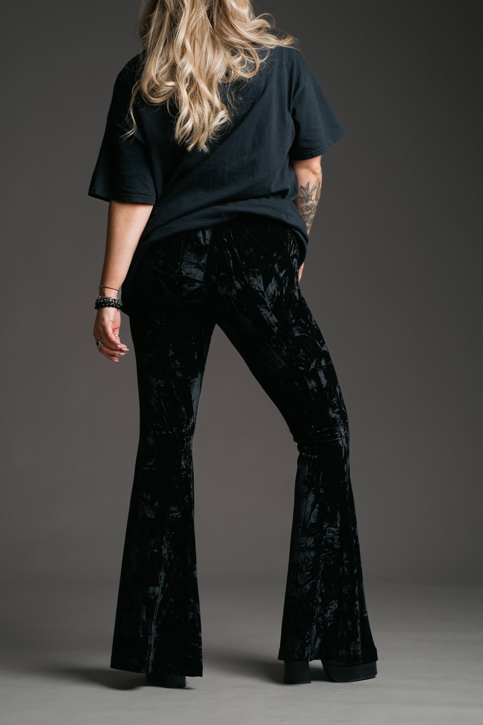 Hendrix Black Crushed Velvet Flares