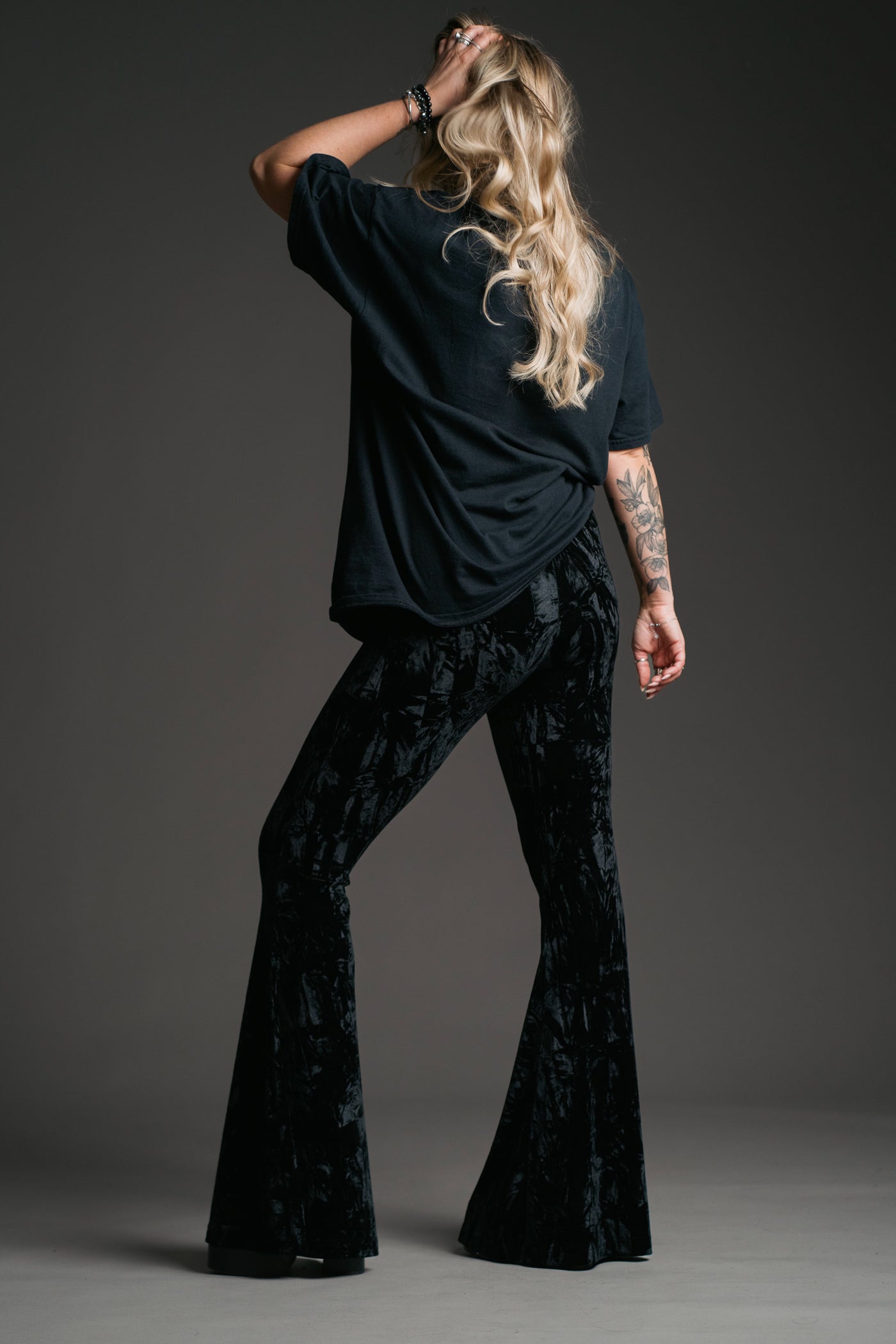 90s Noir Velvet Flares (XS)