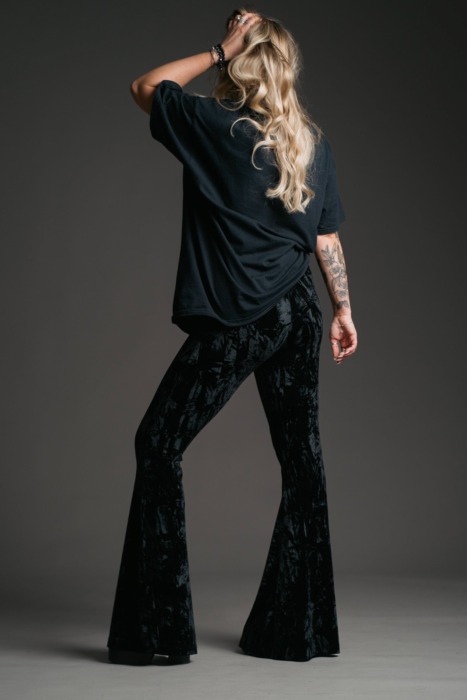 Hendrix Black Crushed Velvet Flares