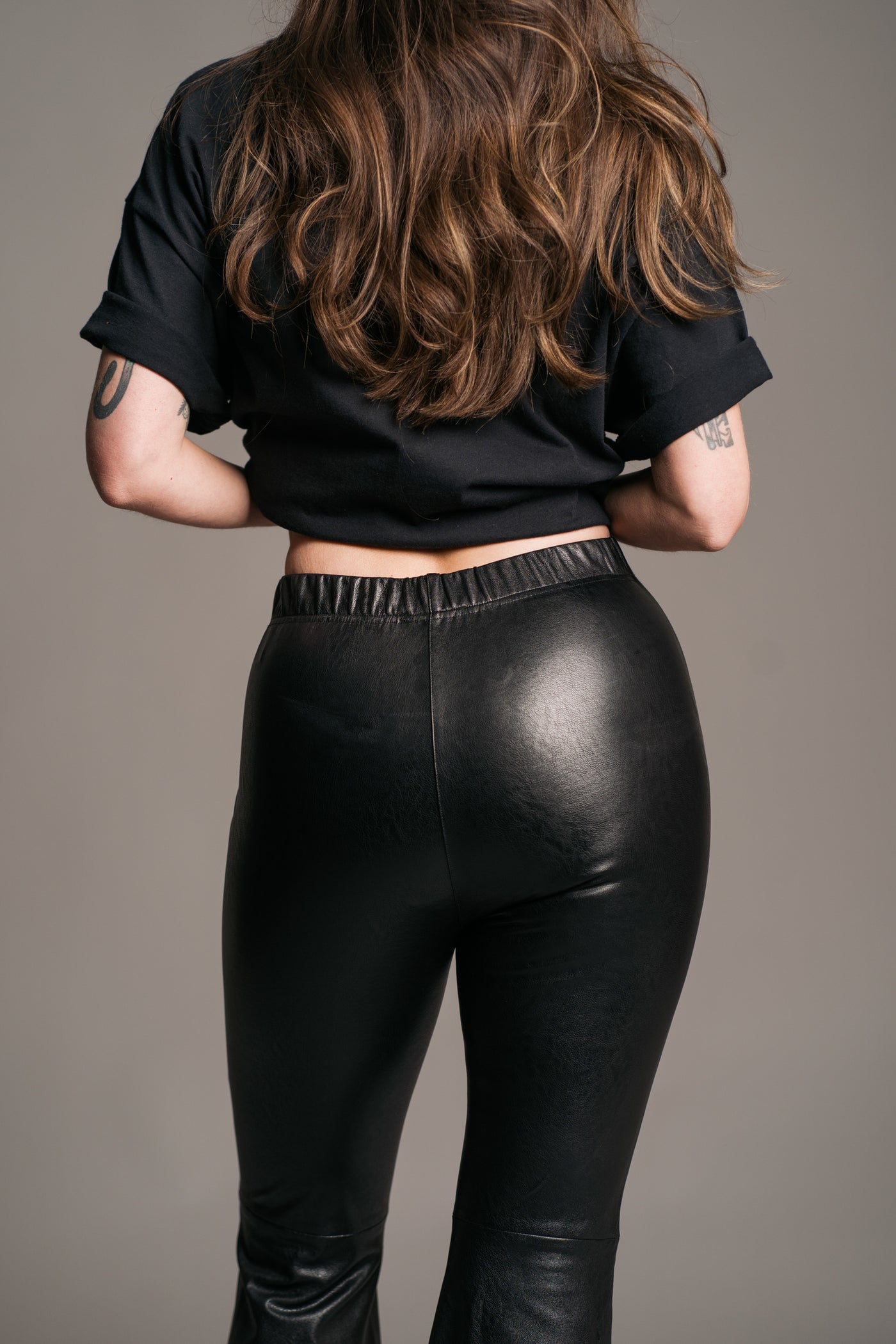 Faux Leather Hi-Rise Flares (M)