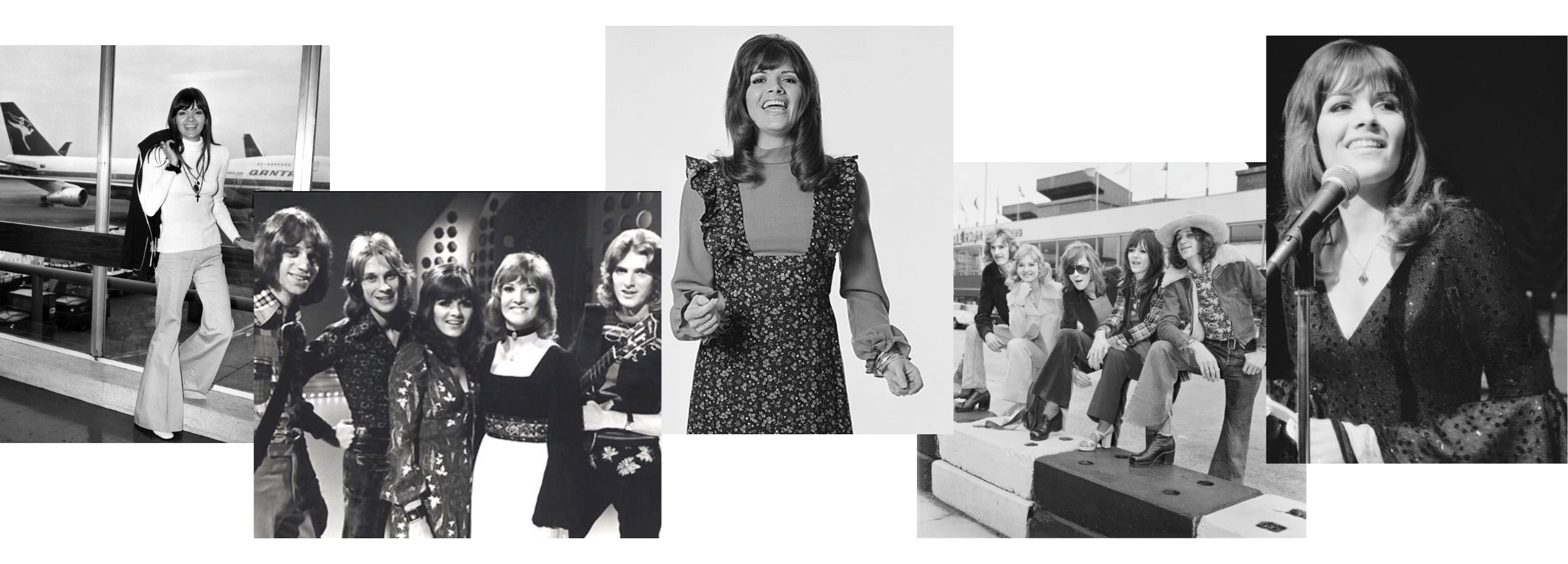 Collage of Pictures of Founder Jade's Anutie, Eve Graham, from her time in the 70's with Scottish Band 'The New Seekers.' 
