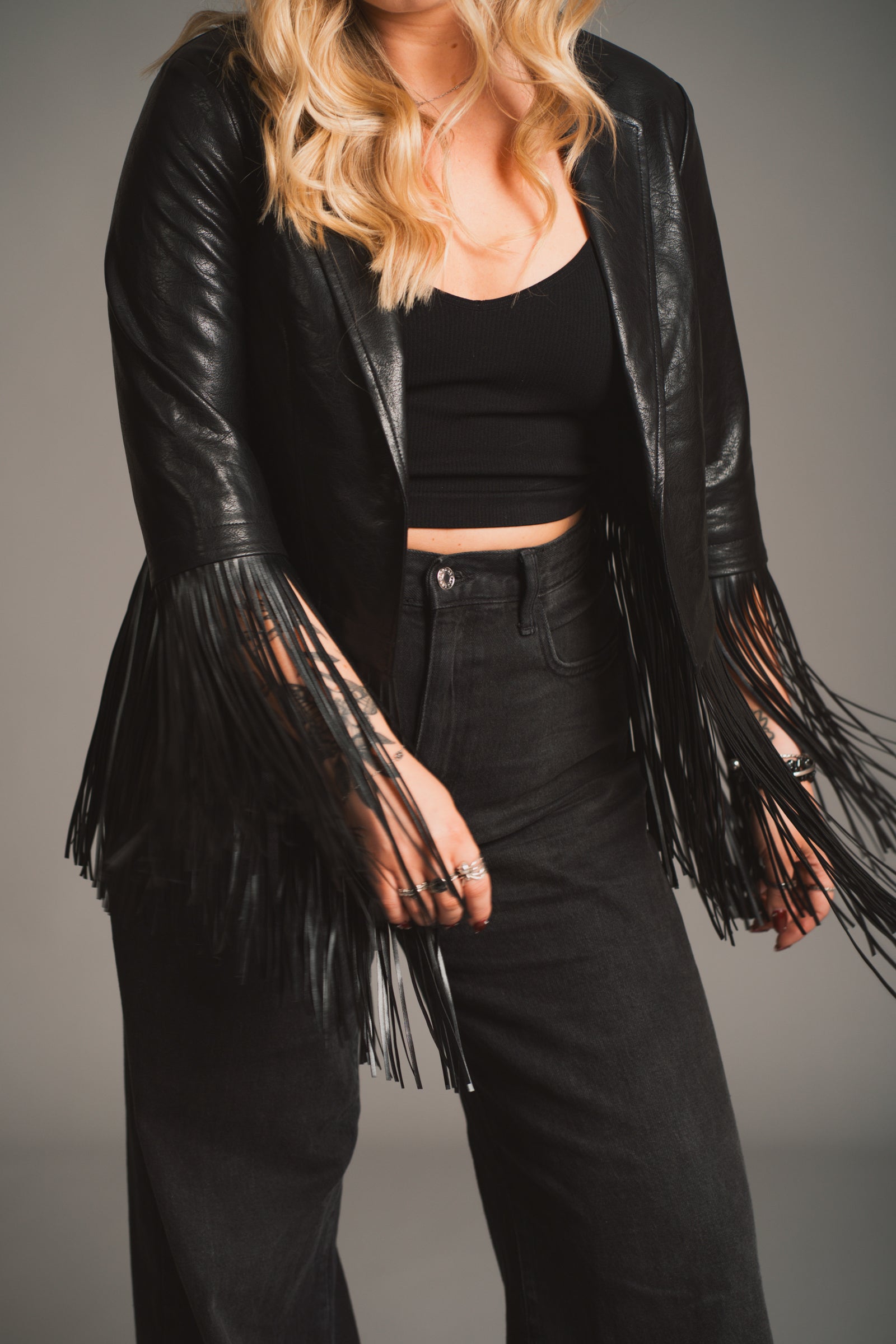 Jagger Fringed Faux Leather Jacket
