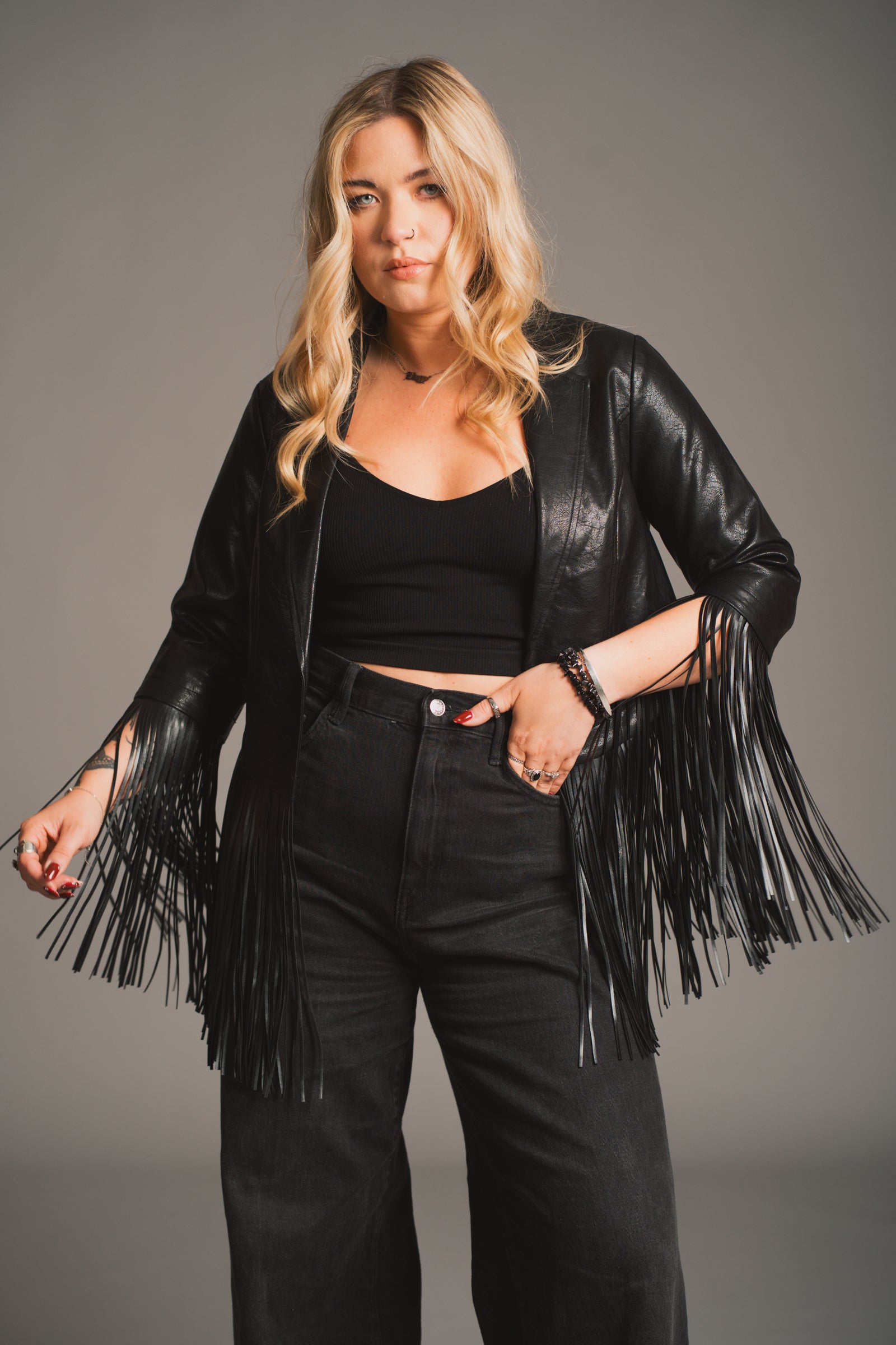 Jagger Fringed Faux Leather Jacket