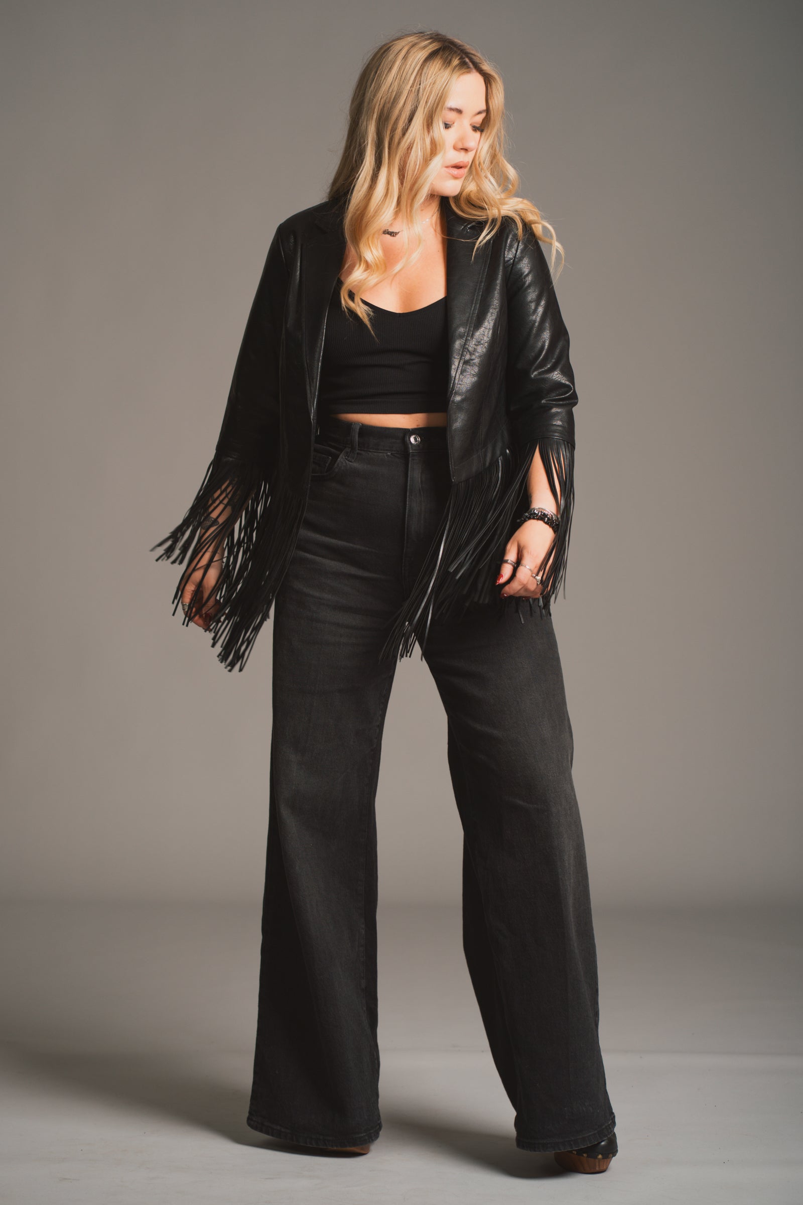 Jagger Fringed Faux Leather Jacket