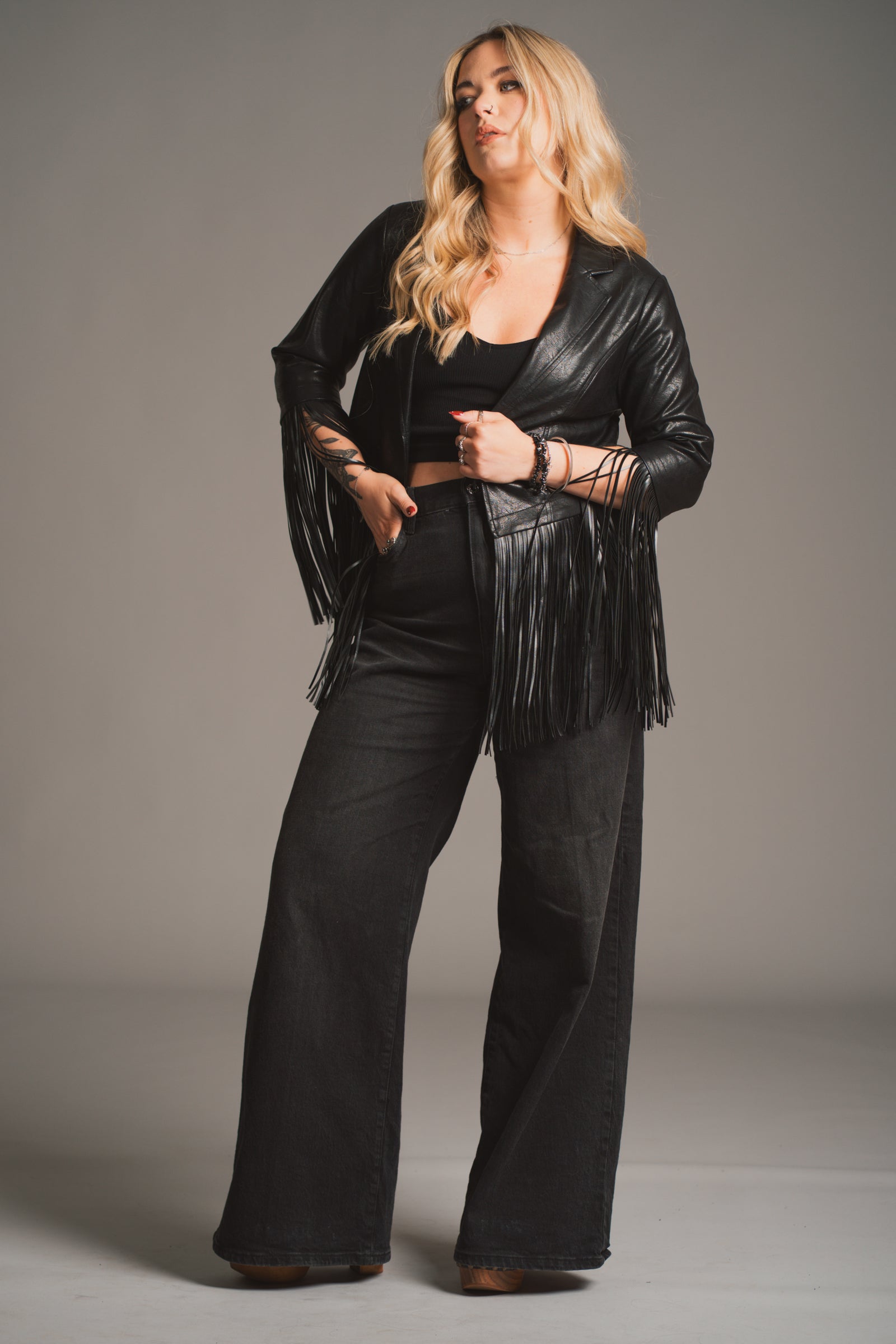 Jagger Fringed Faux Leather Jacket