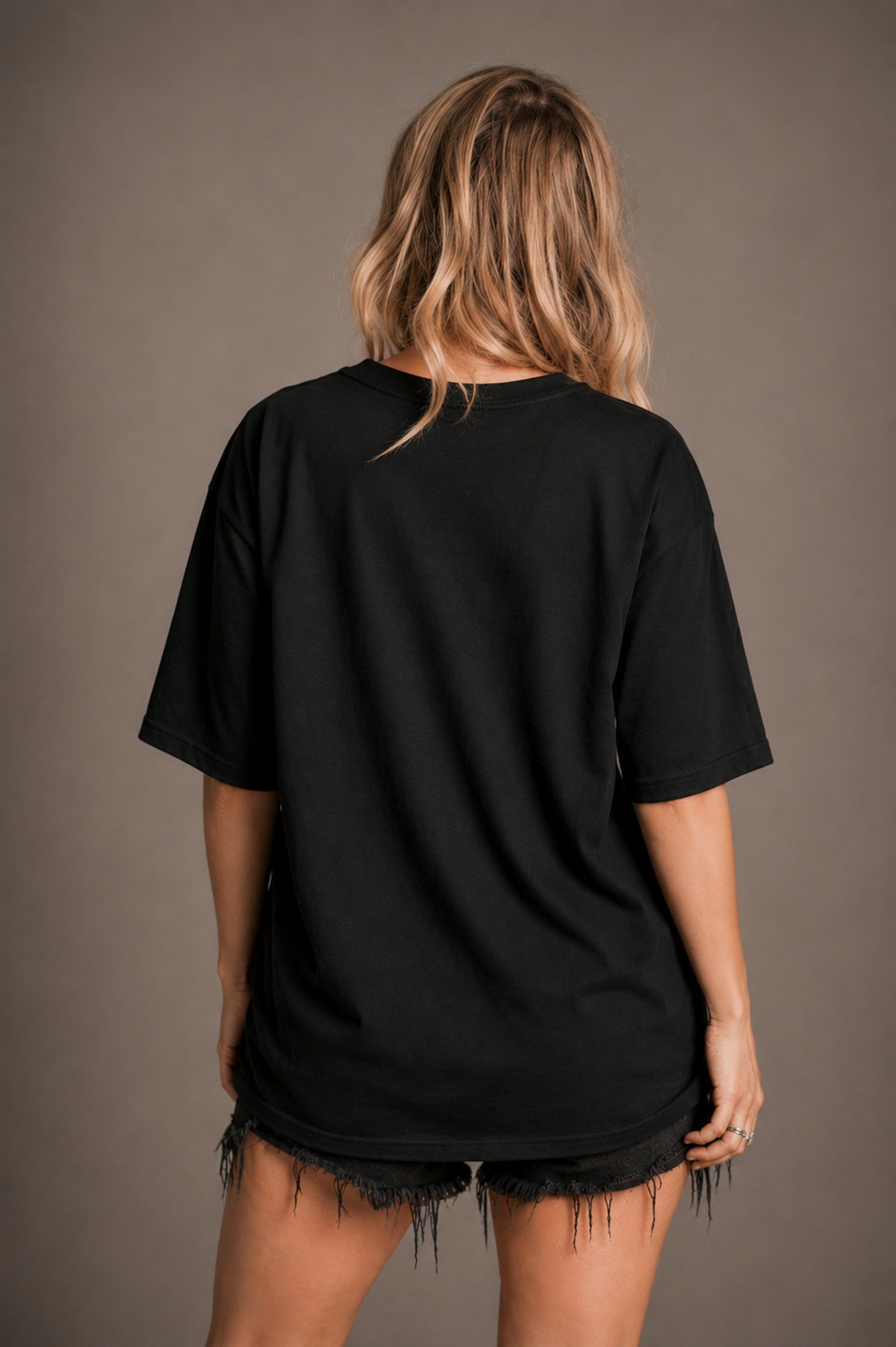 Little Lies Joan Jett Blackhearts band tee in black with oversized relaxed fit back view