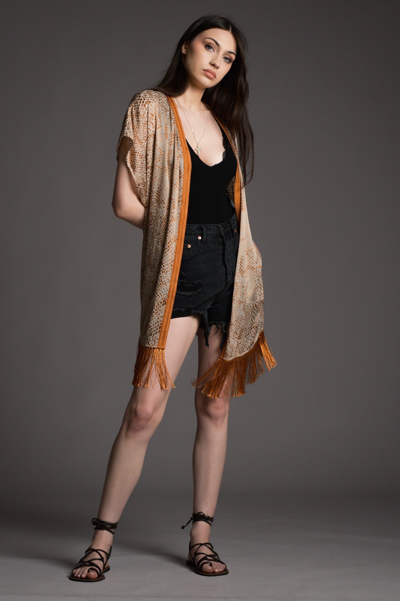 Kasbah Fringed Devore Kimono