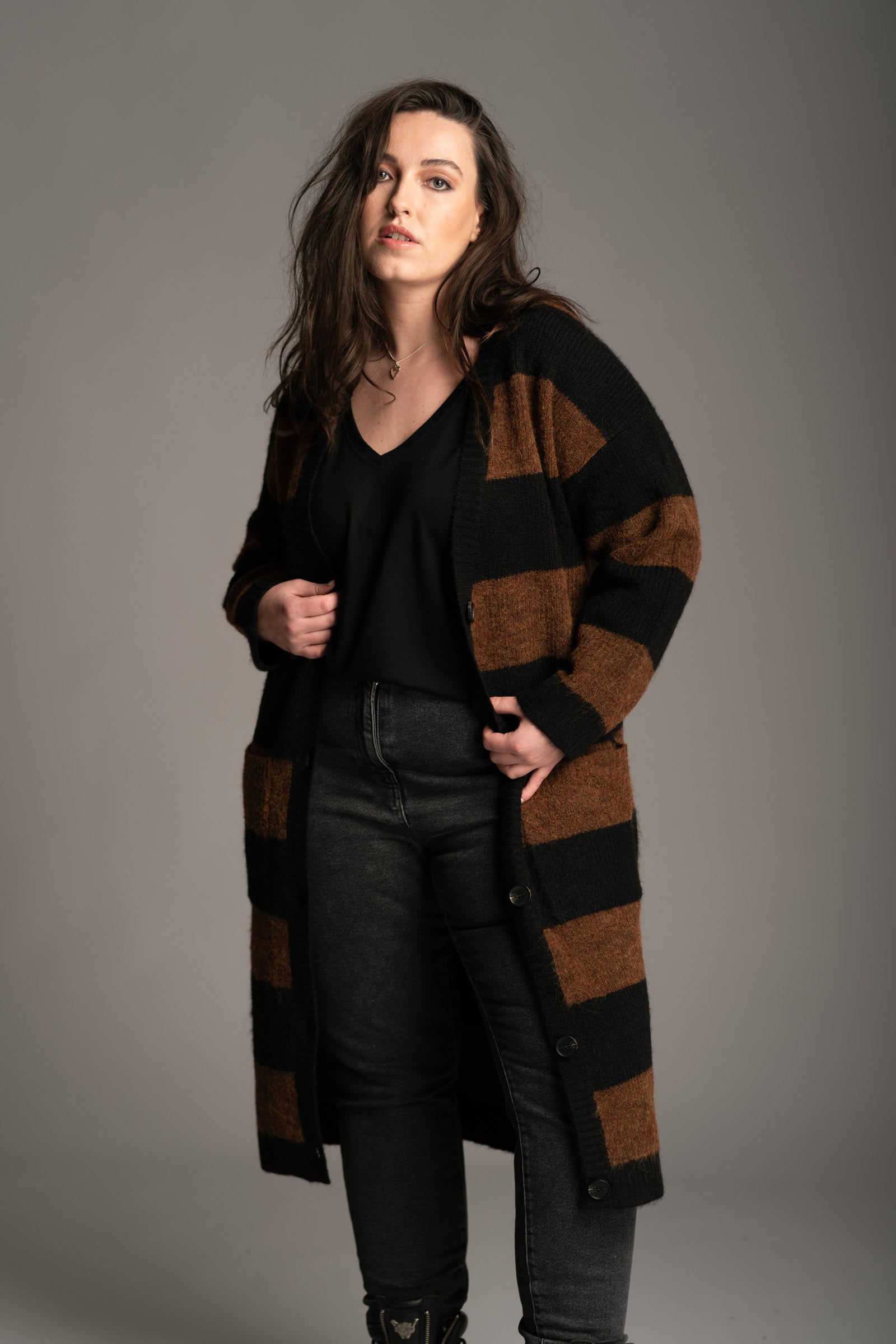 Kurt Tobacco Striped Cardigan