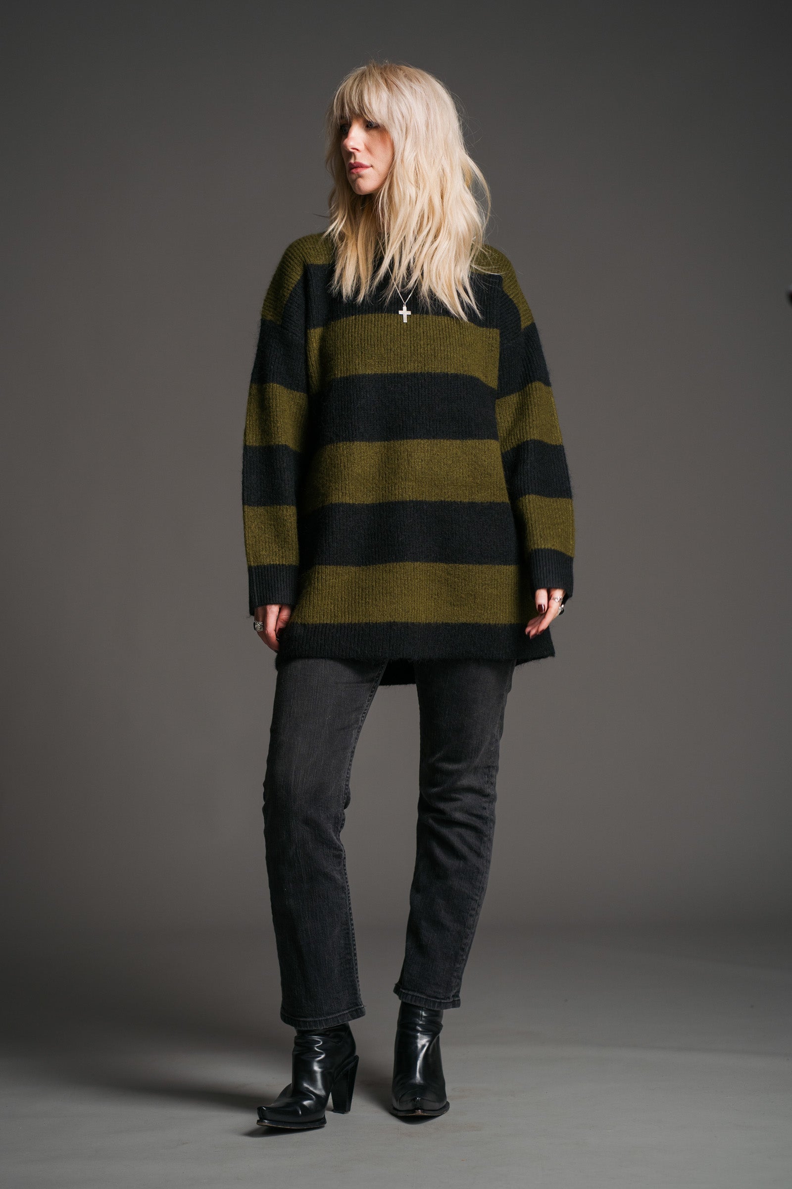 Kurt Khaki Striped Knit