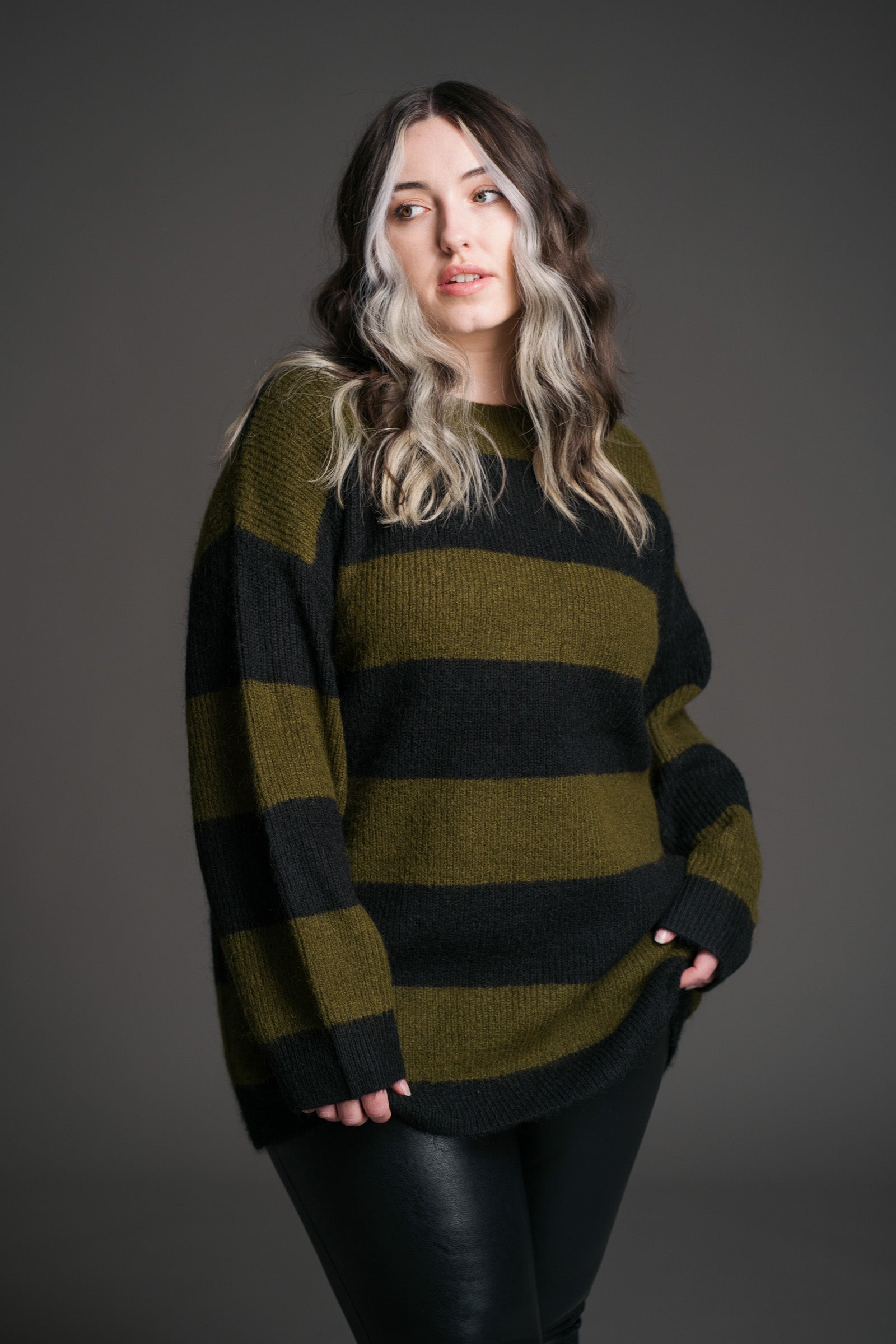 Kurt Khaki Striped Knit