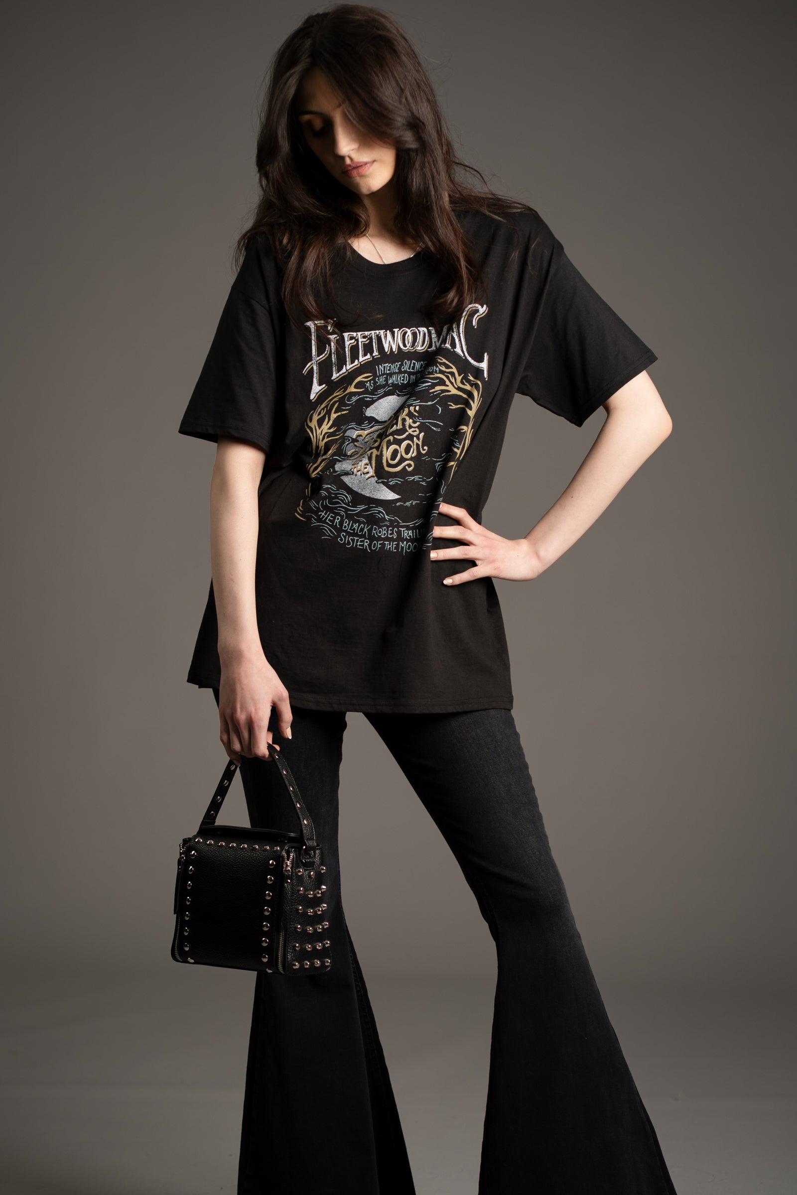 Leo Black Studded Box Bag