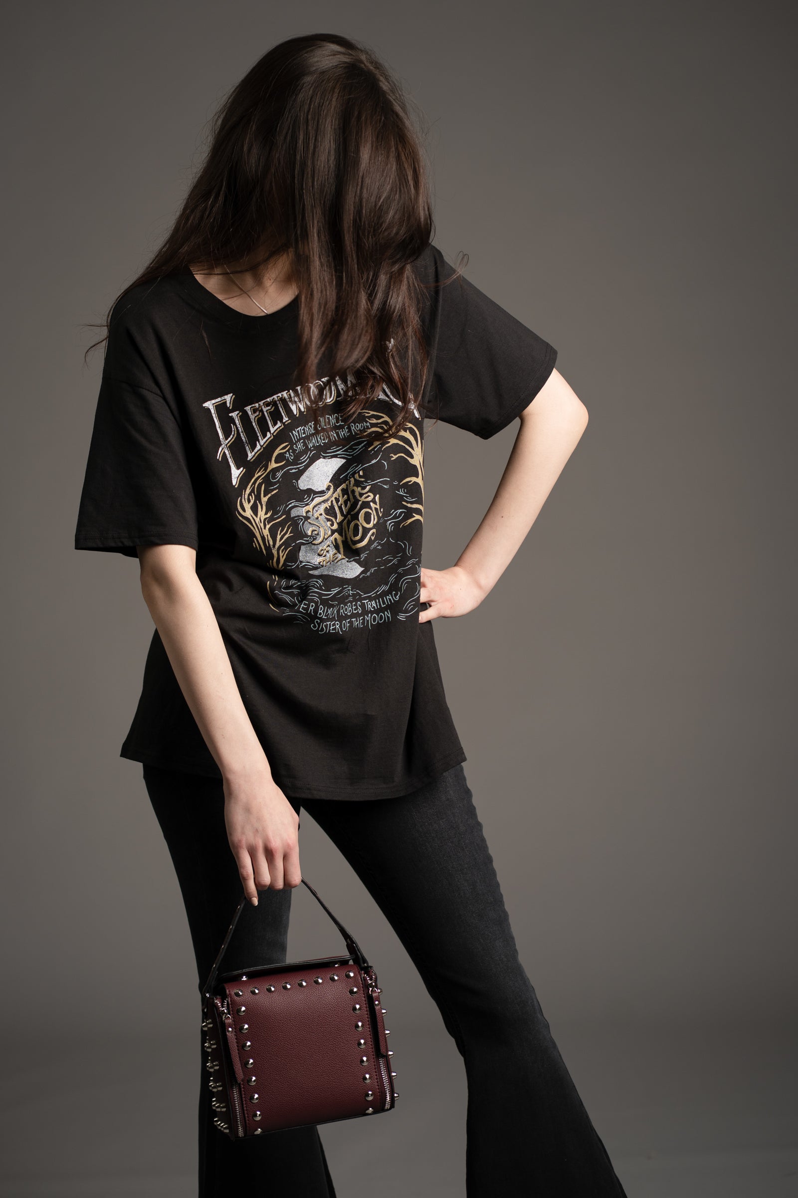 Leo Burgundy Studded Box Bag