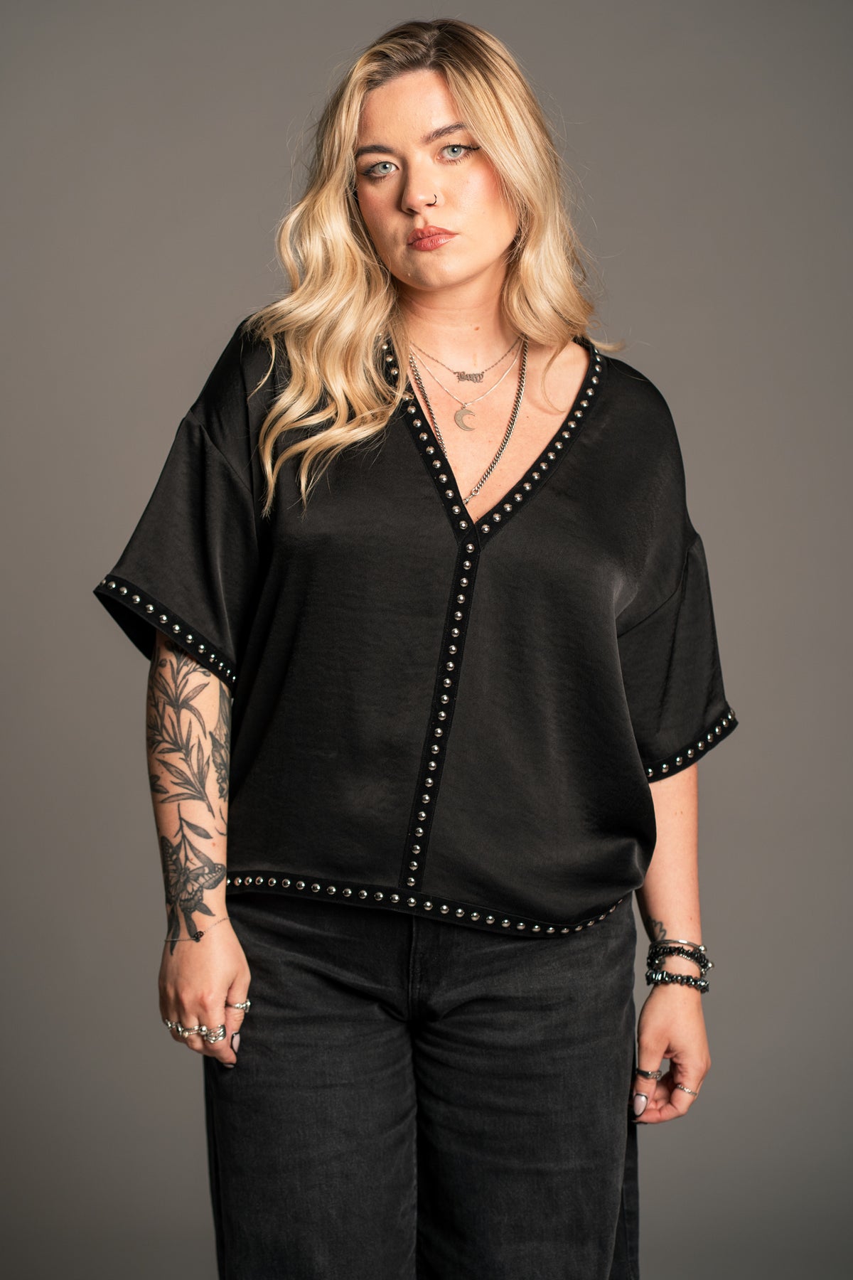 Lita Studded Satin Tee