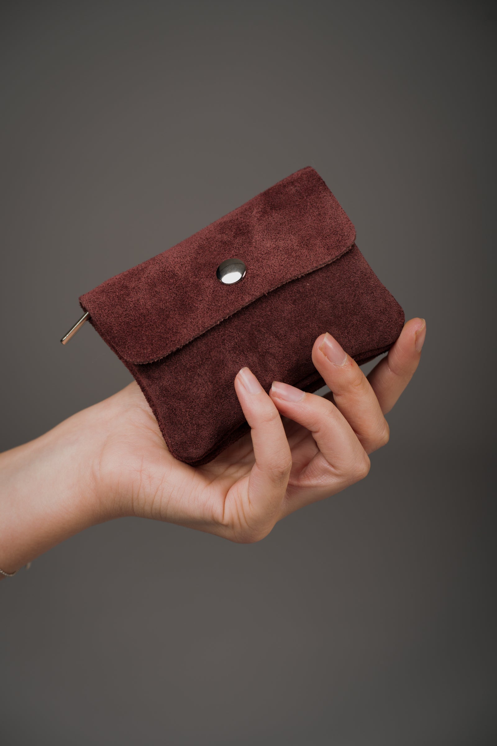 Burgundy Genuine Suede Purse