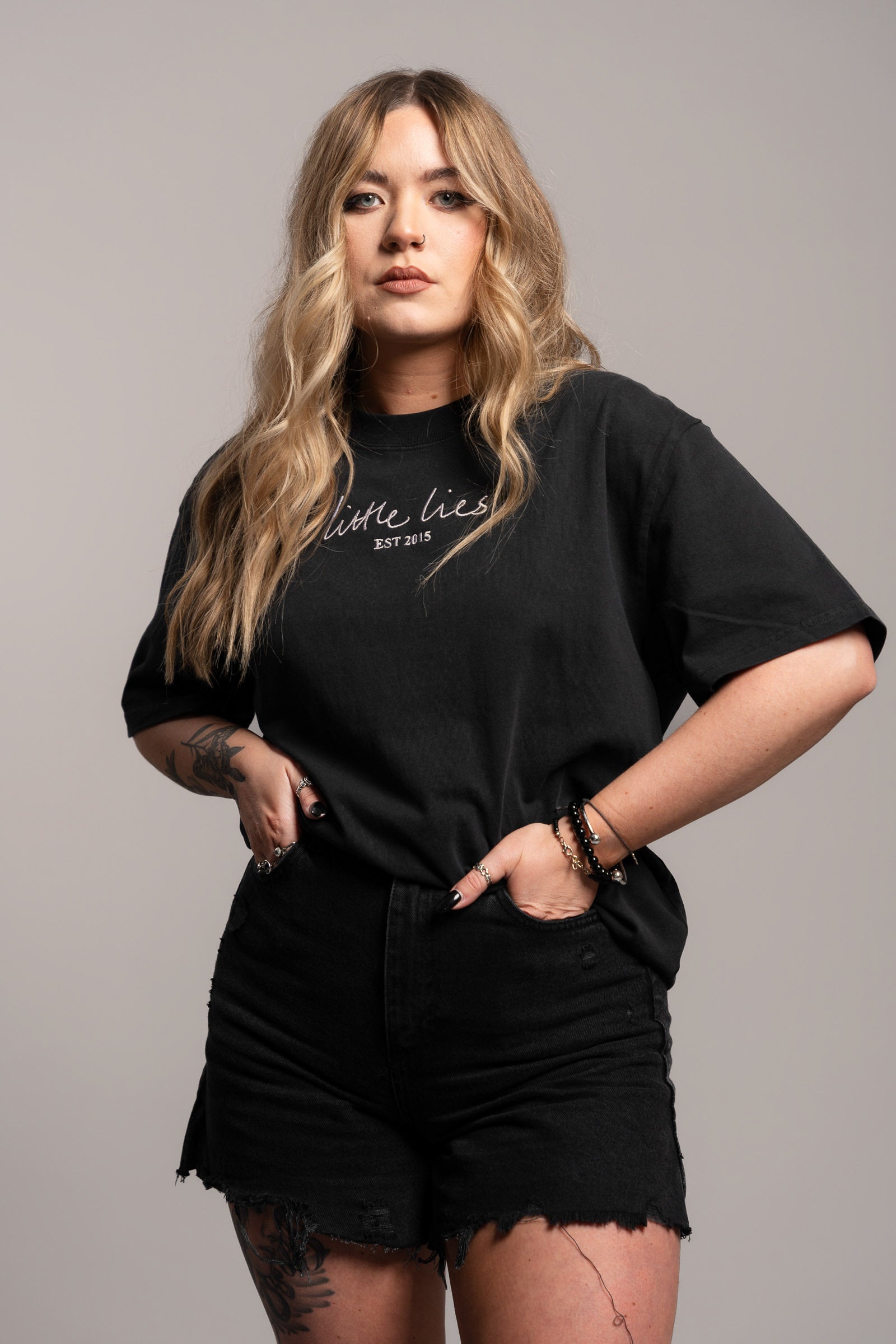 Little Lies Faded Black Tee