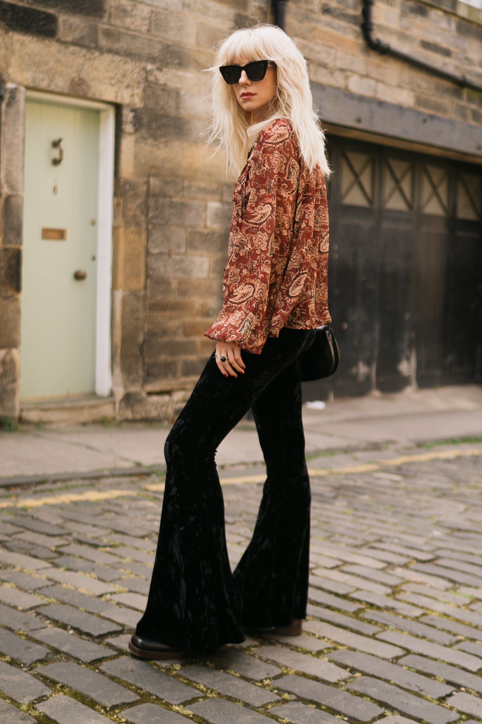 Hendrix Black Crushed Velvet Flares