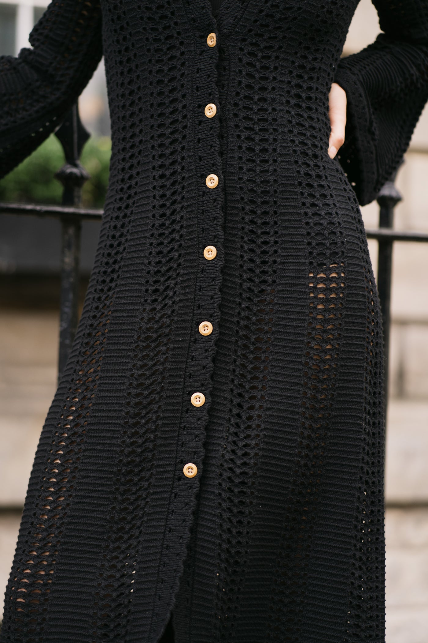 Fine Knitted Crochet Dress Black main image 1