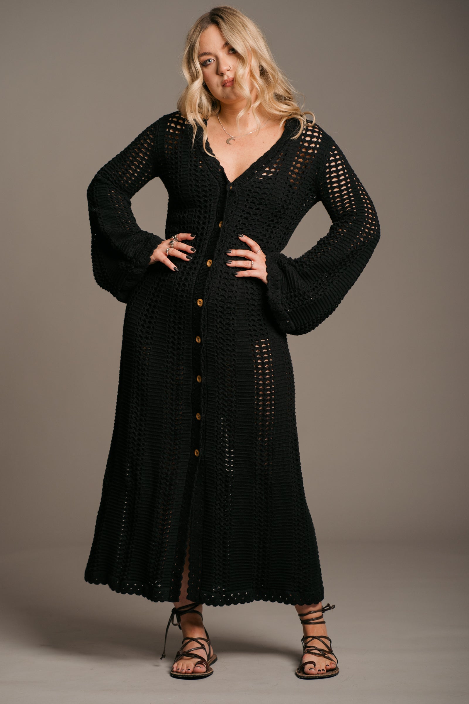 Marianne Black Knitted Maxi Dress