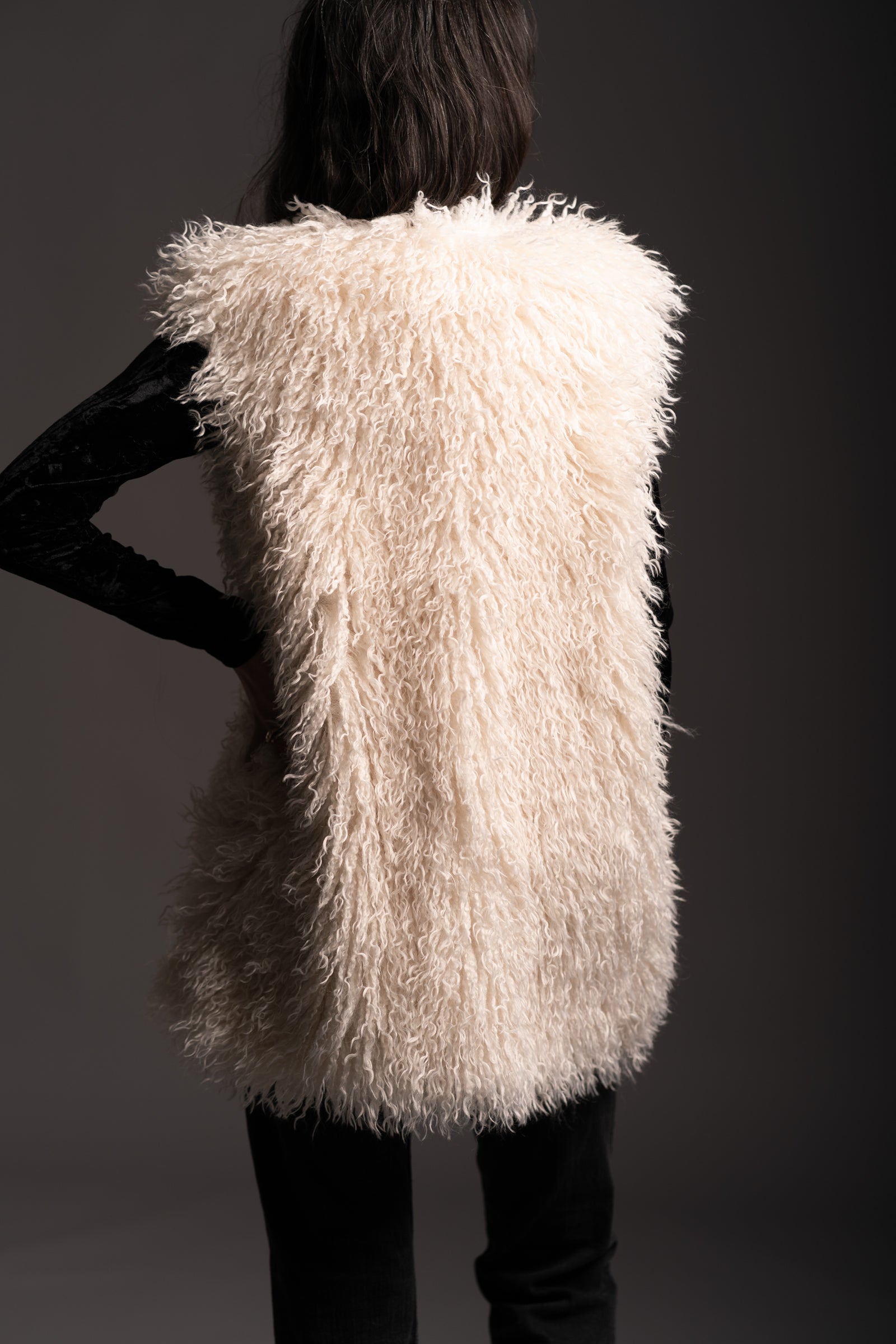 Angie Ivory Faux Mongolian Gilet | Little Lies
