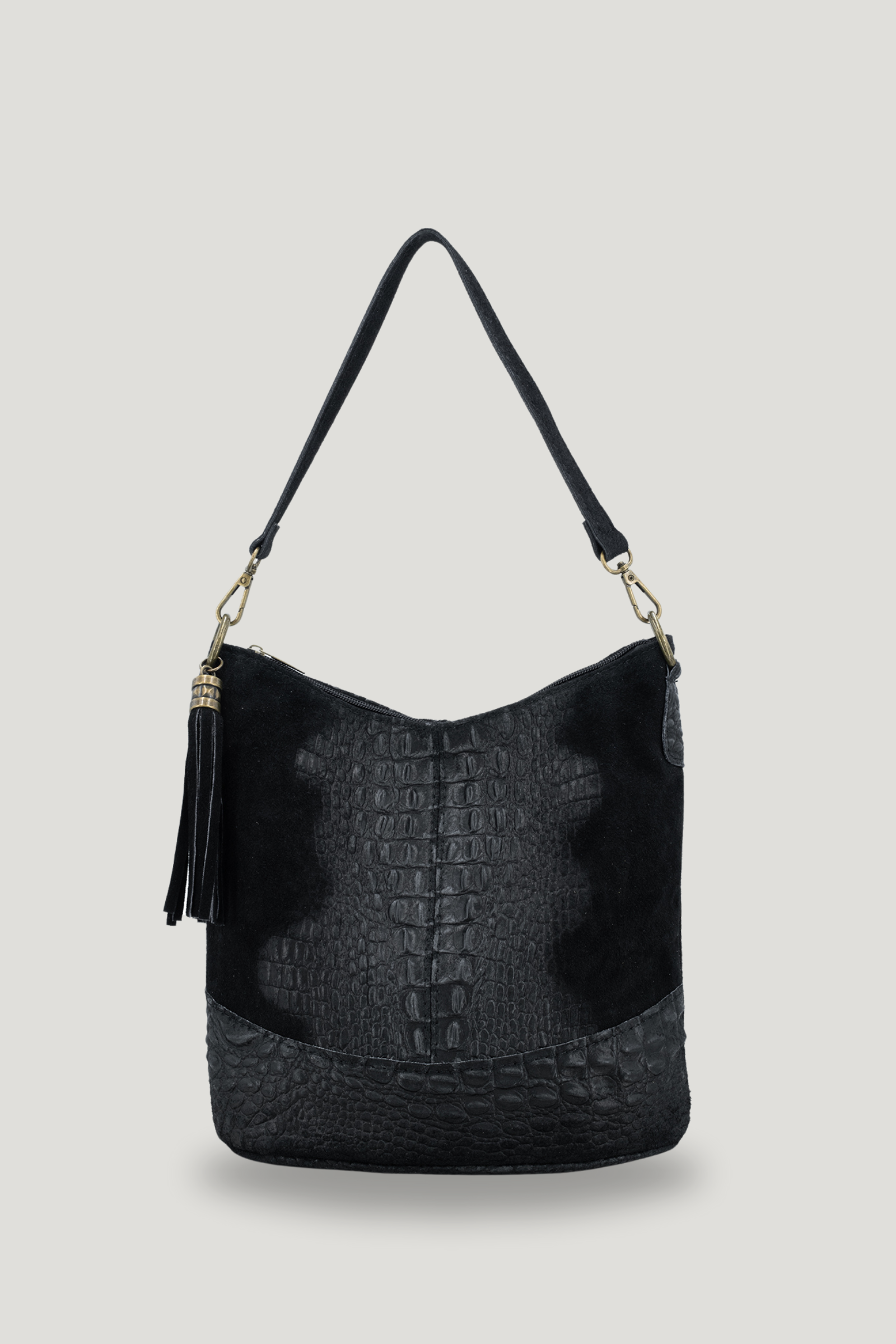 Nikita Black Genuine Suede Bucket Bag