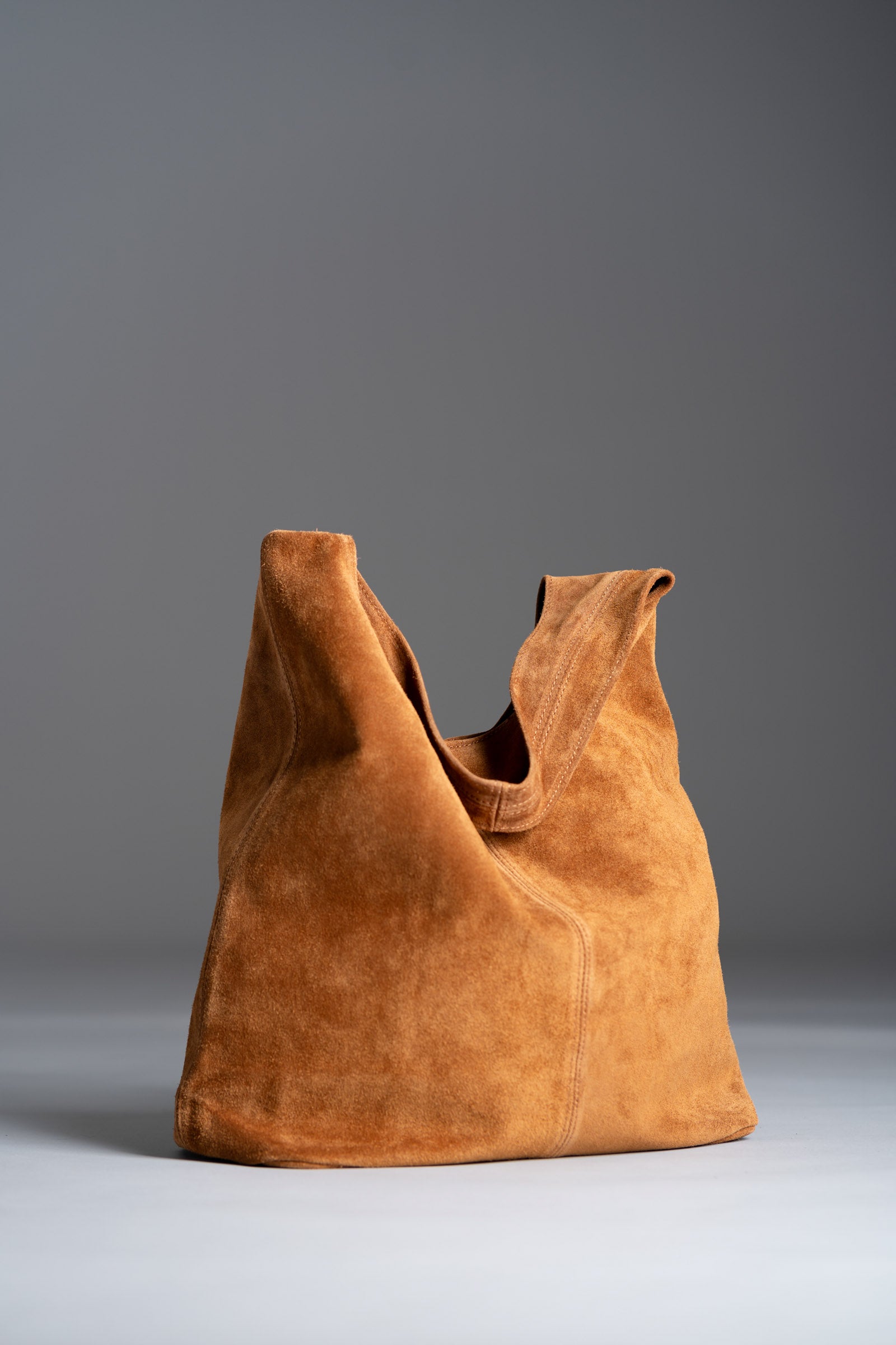 Olsen Tan Genuine Suede Slouchy Bag