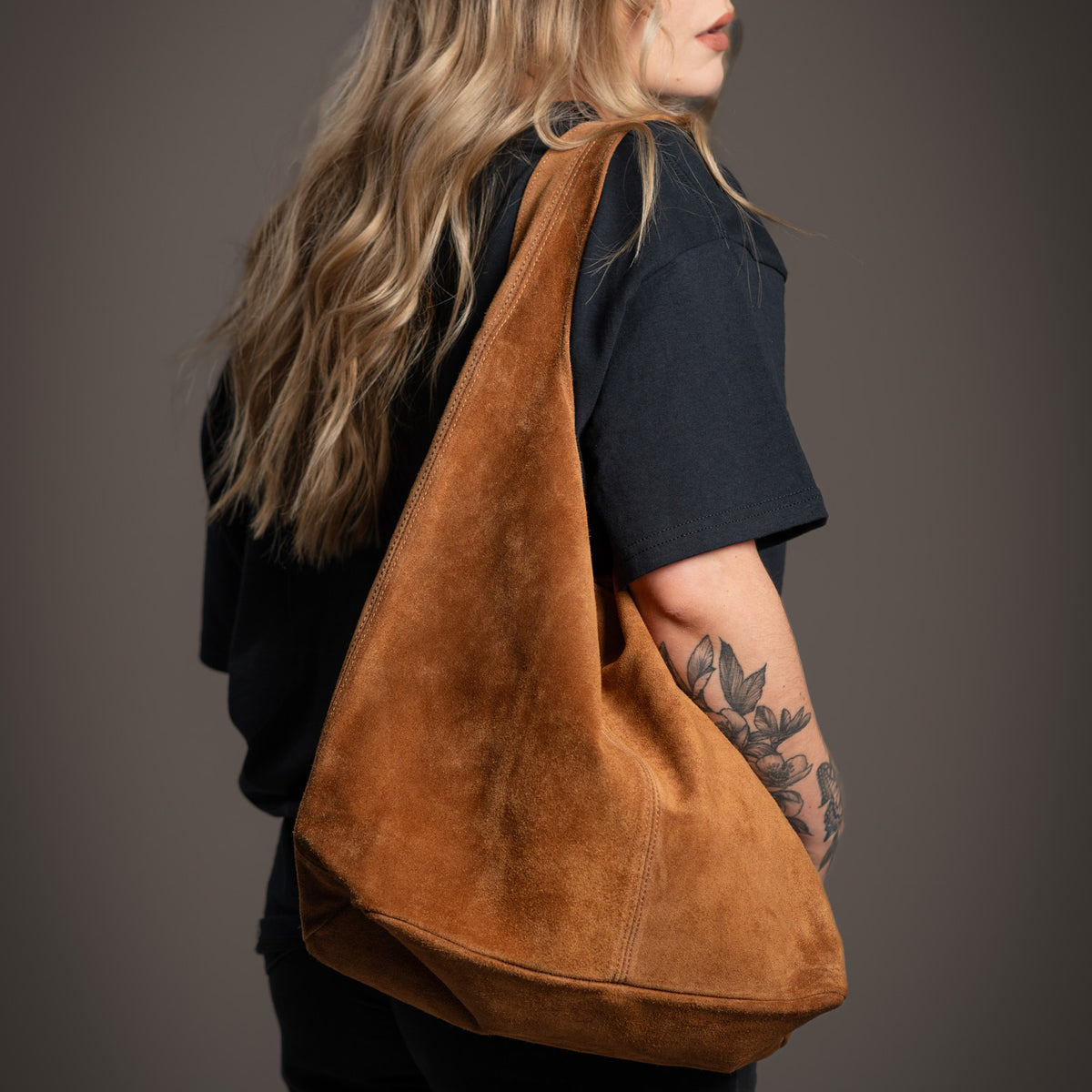Olsen Tan Genuine Suede Slouchy Boho Bag Little Lies