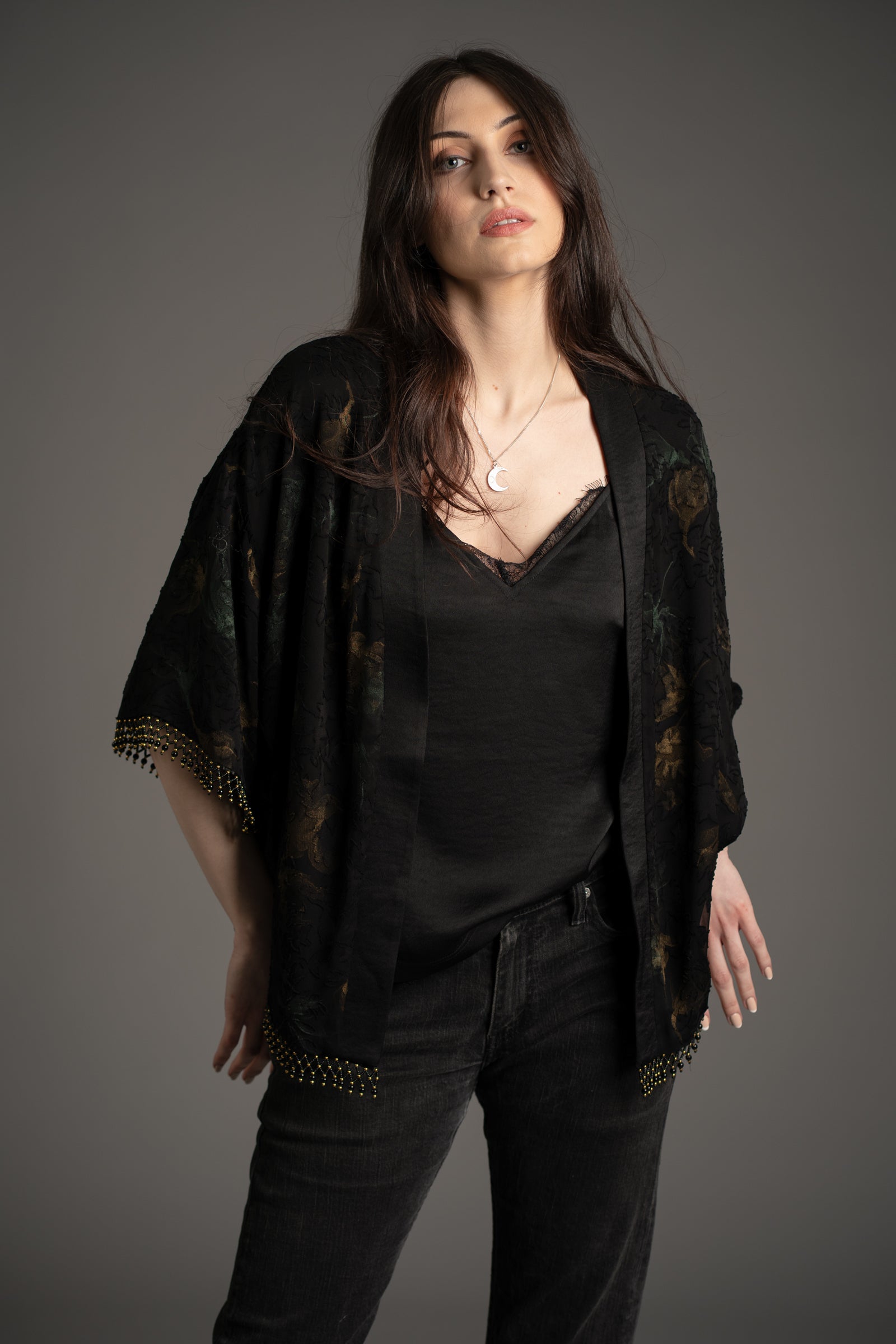 Ophelia Beaded Chiffon Kimono