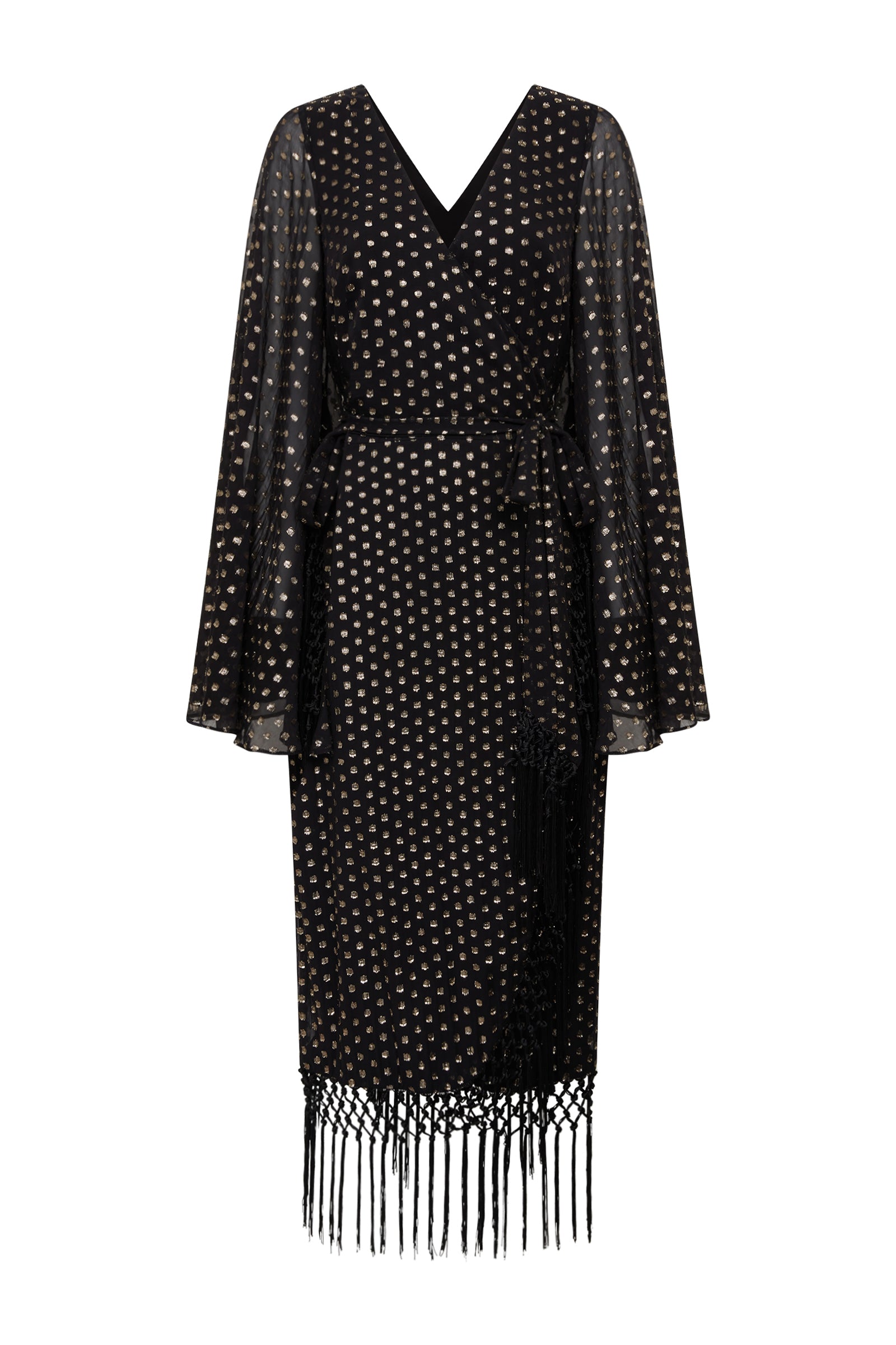 Cosmic Dancer Metallic Wrap Dress