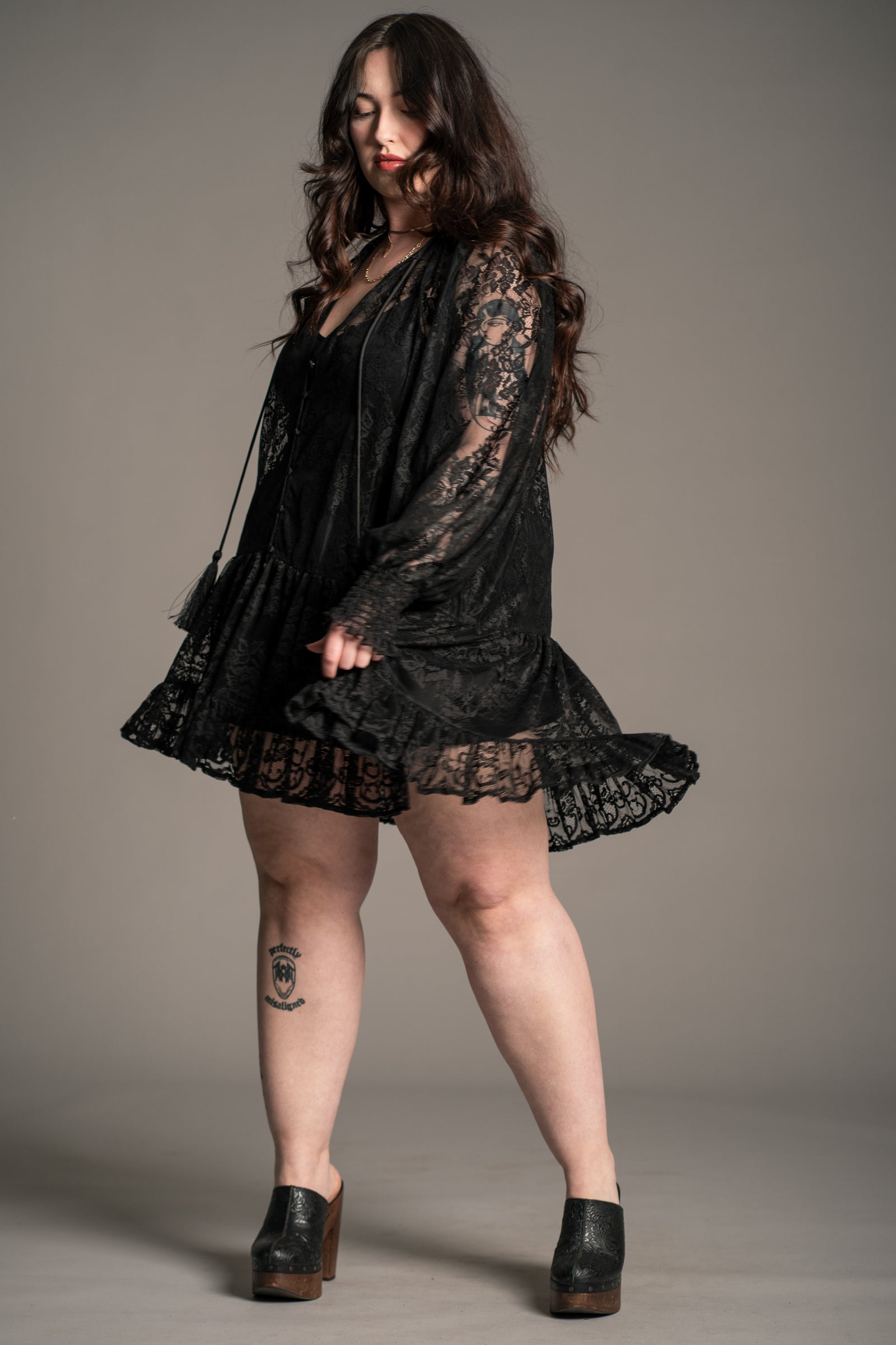 Rhiannon Black Lace Smock Dress