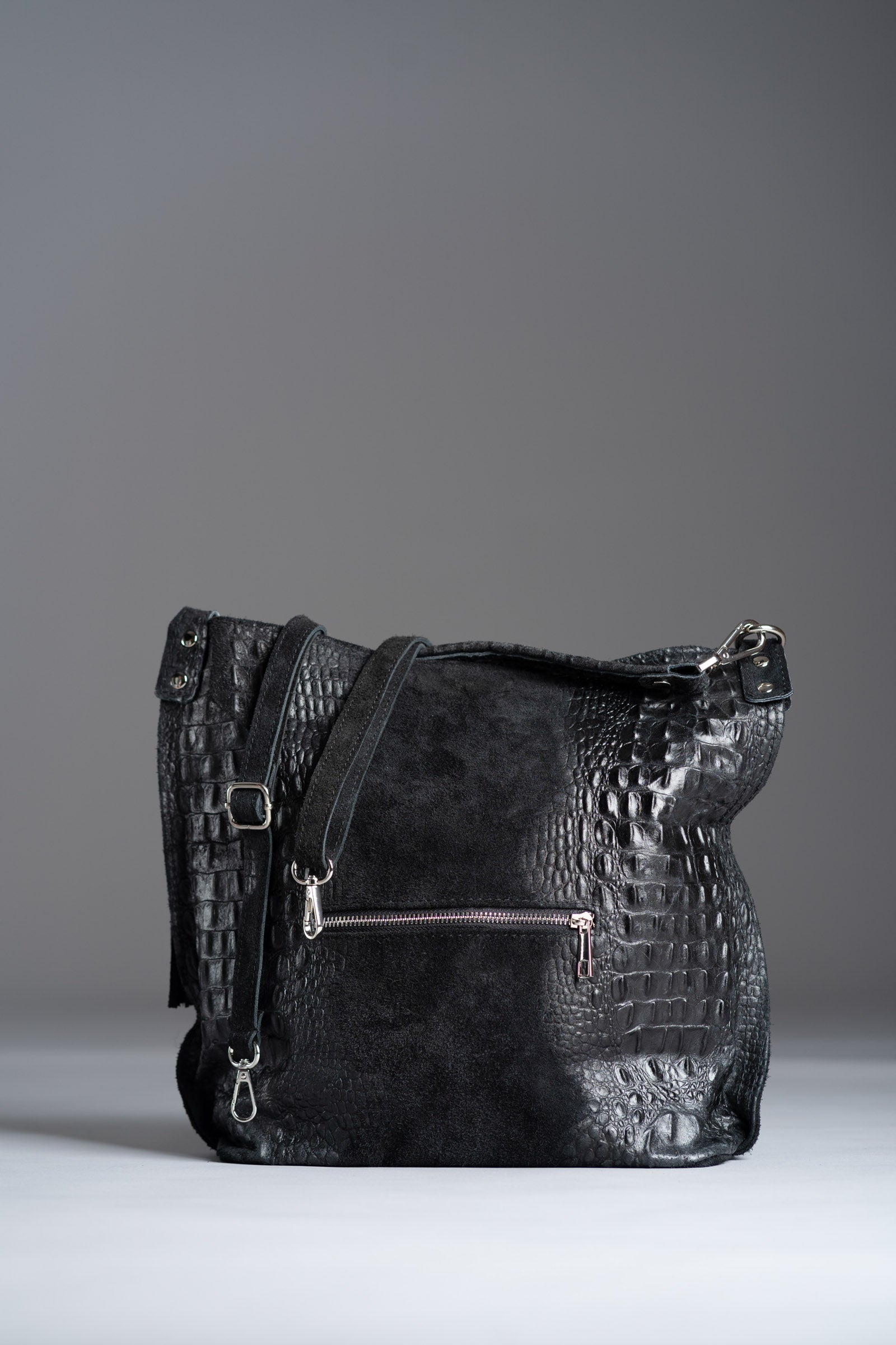 Rapture Black Genuine Suede Slouch Bag