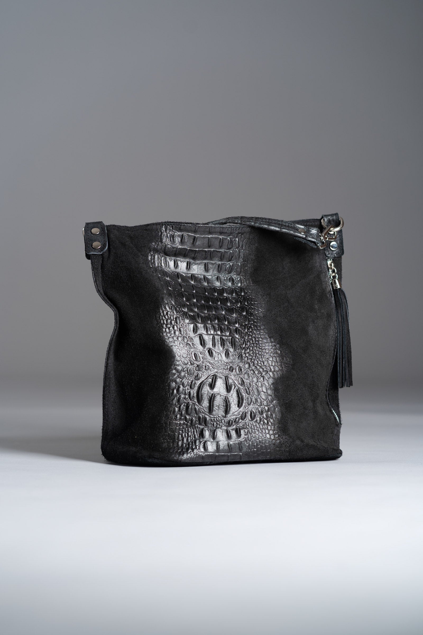 Rapture Black Genuine Suede Slouch Bag