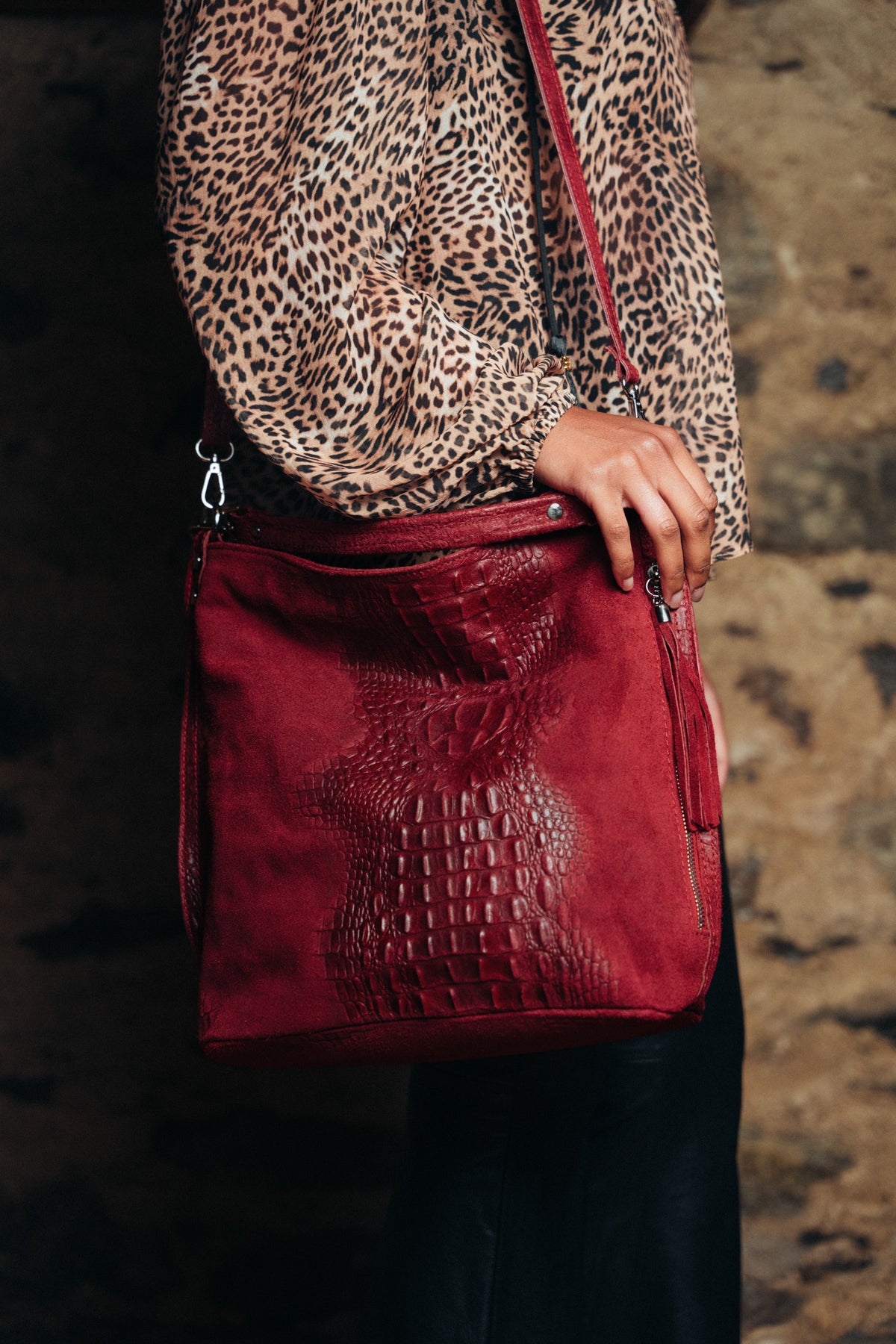 Rapture Ruby Genuine Suede Slouch Bag