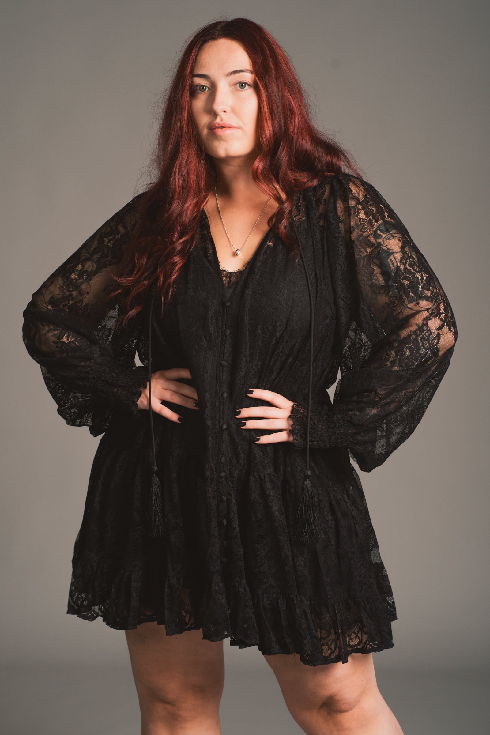 Rhiannon Black Lace Smock Dress