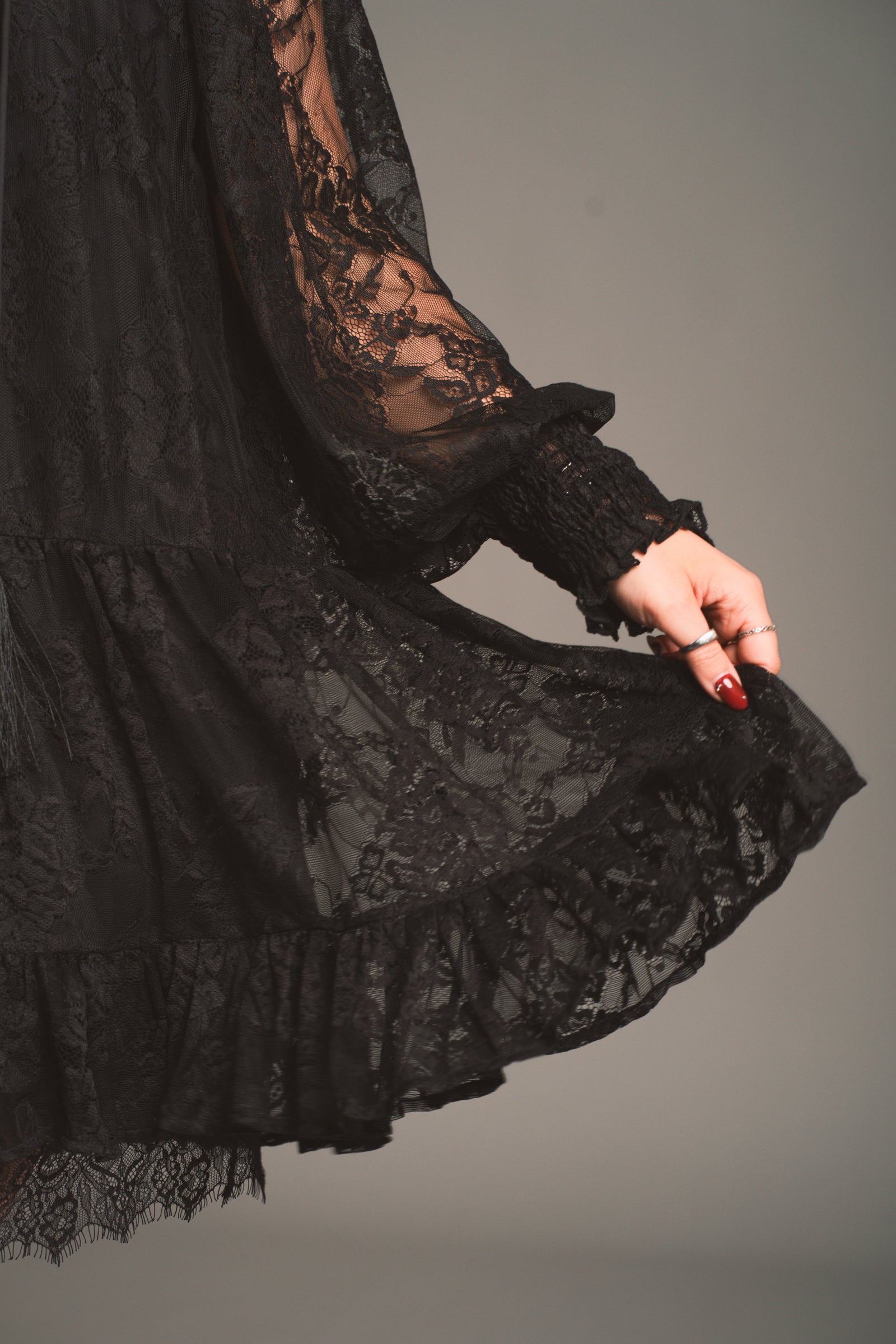 Rhiannon Black Lace Smock Dress