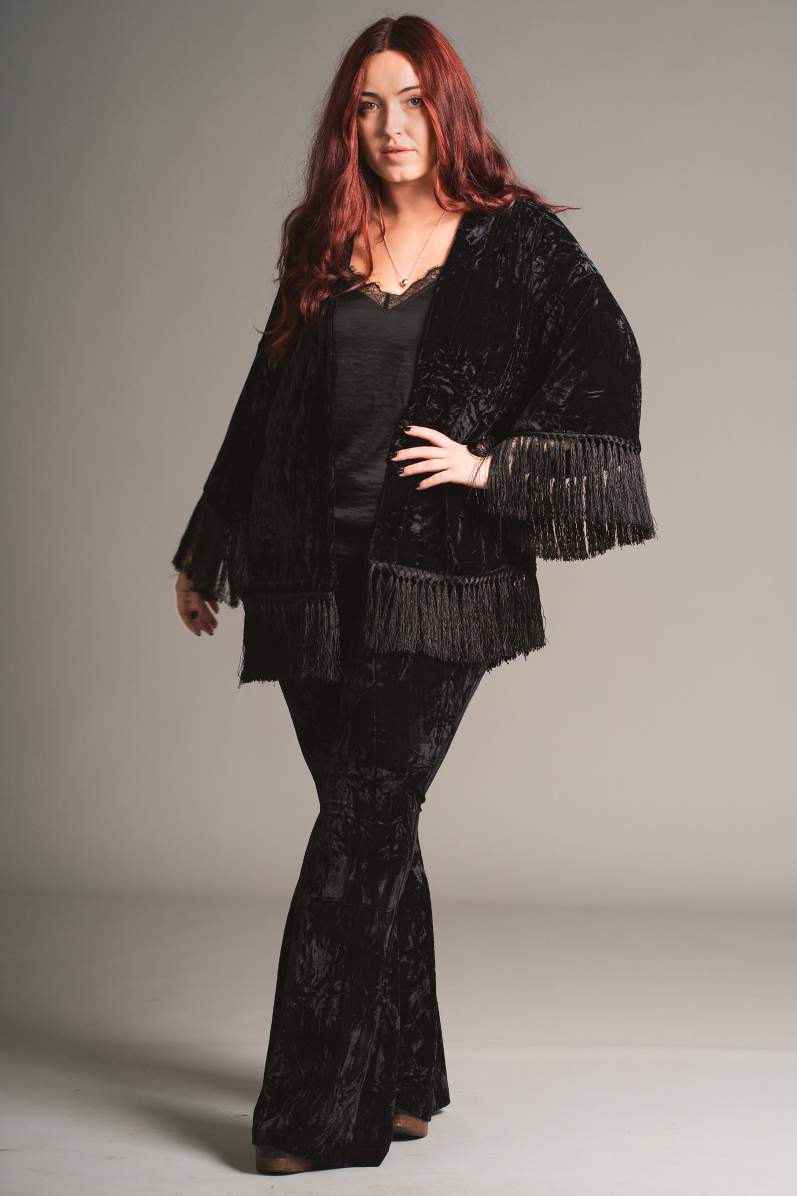 Rock City Black Velvet Kimono