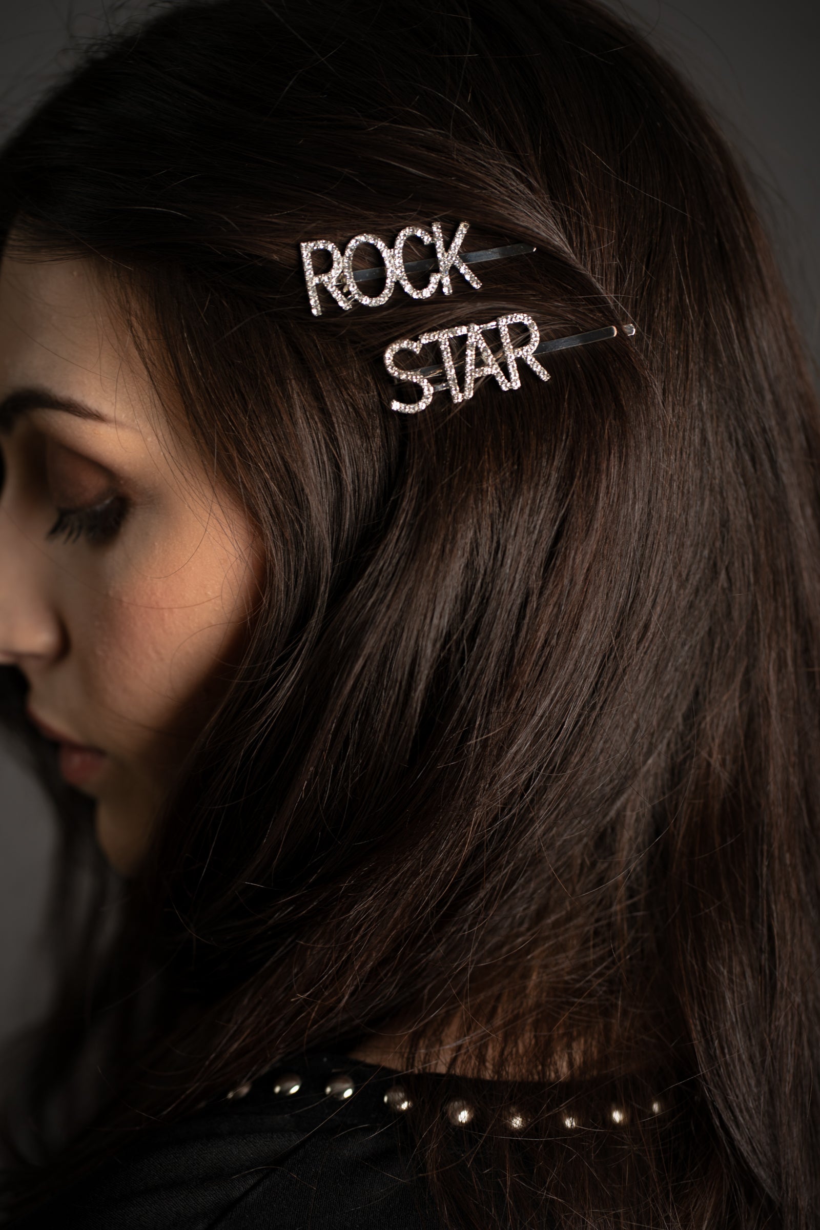 Rock Star Diamante Hair Slides