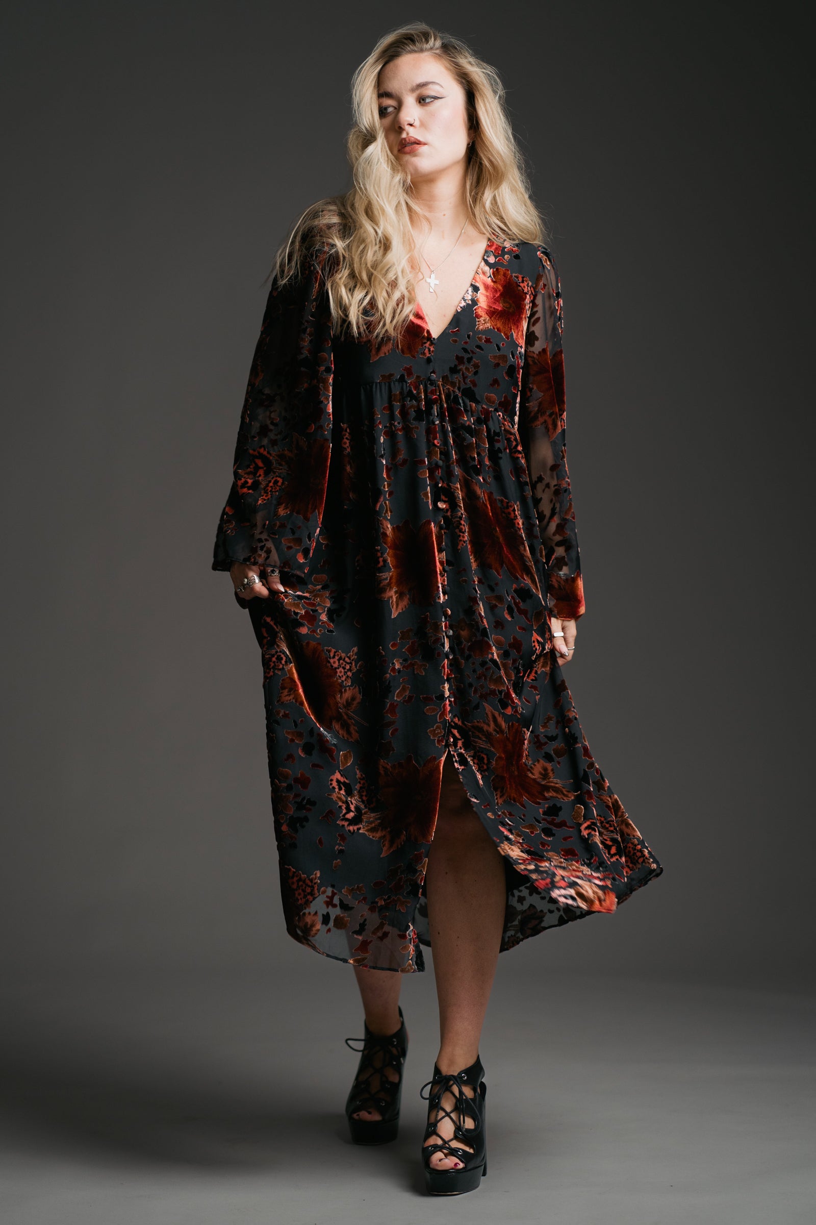 Rooms on Fire Devore Midi Dress