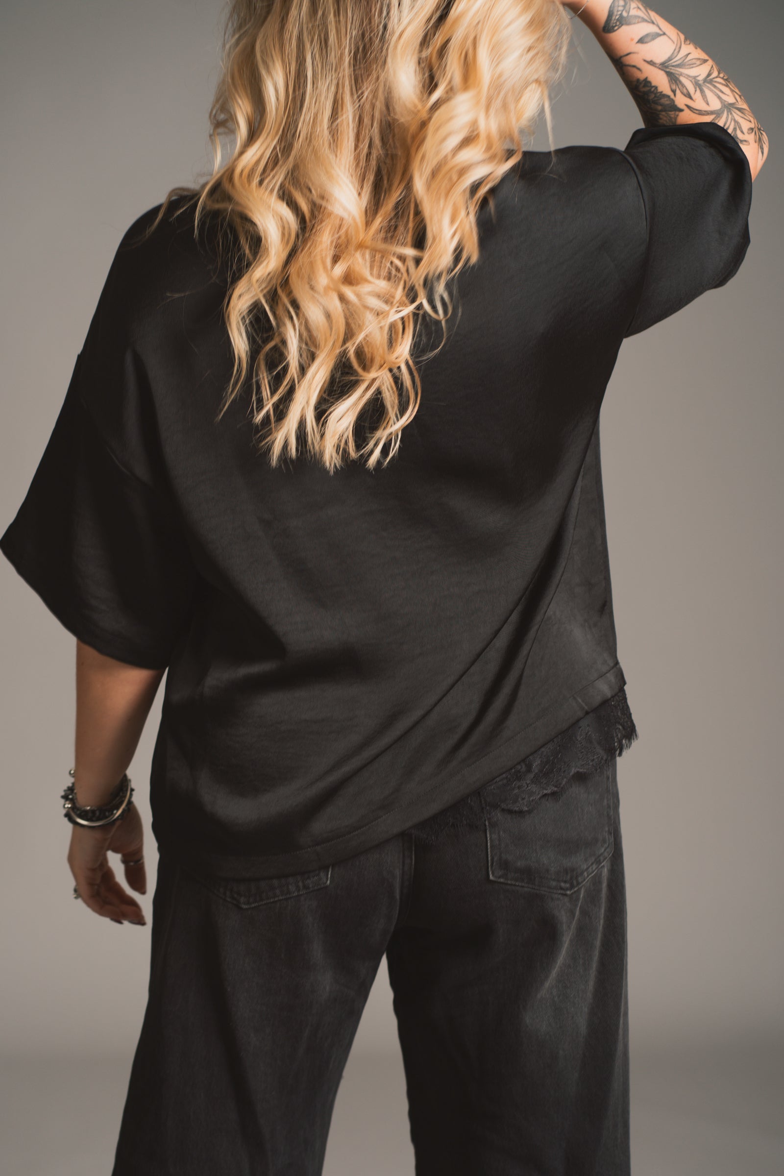 Roxy Lace Trim Satin Tee